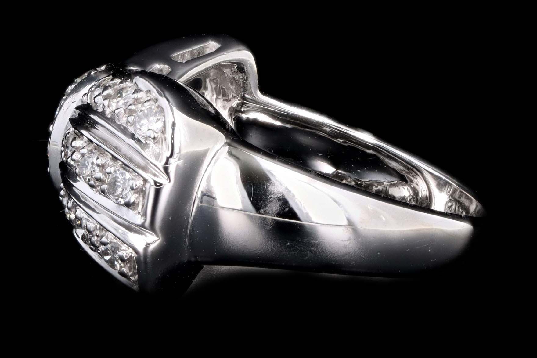 Modern 14K White Gold .50 Carat Total Weight Diamond Bow Ring - Queen May