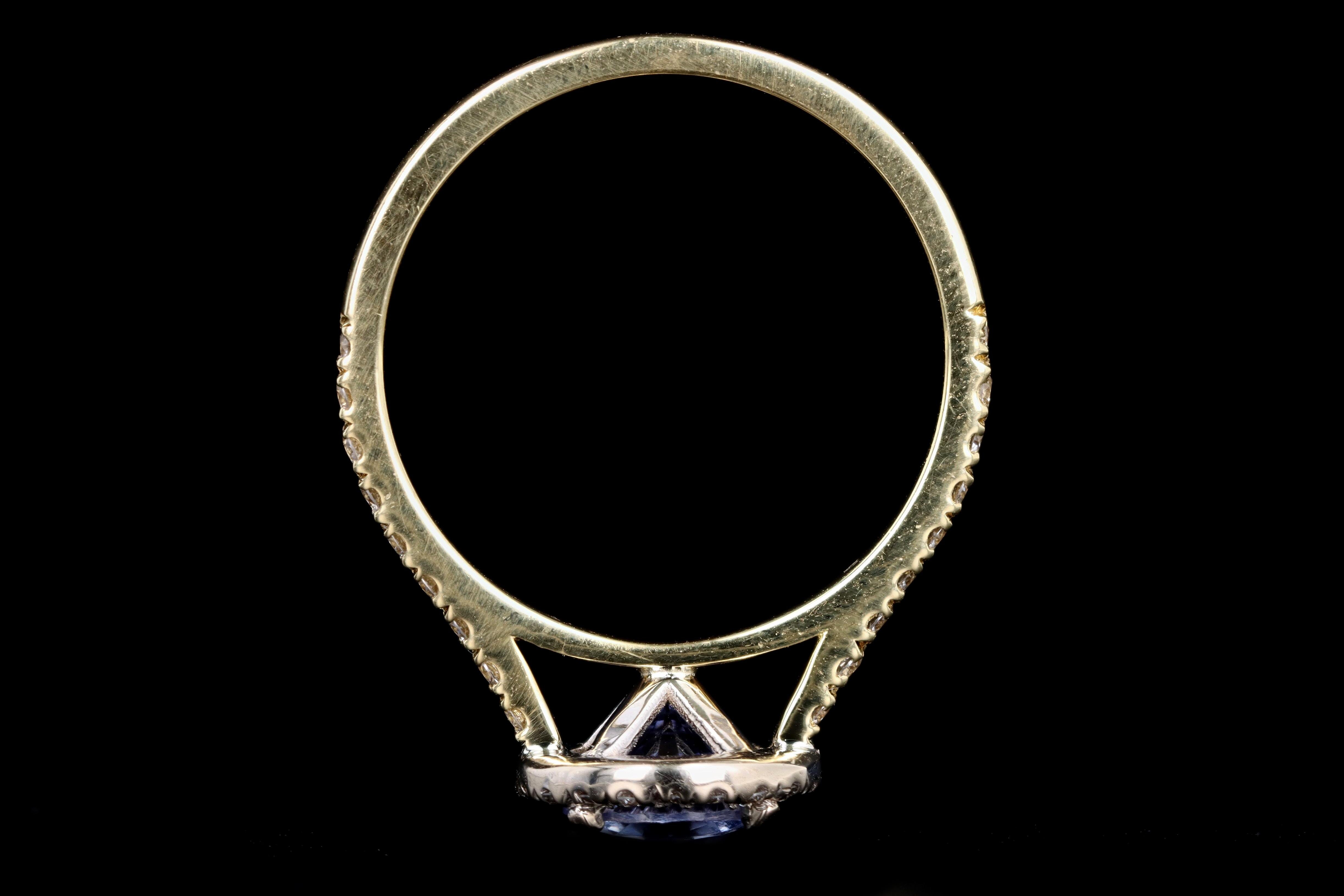 Modern 18K Yellow Gold 1.25 Carat Natural Sapphire and Diamond Ring - Queen May