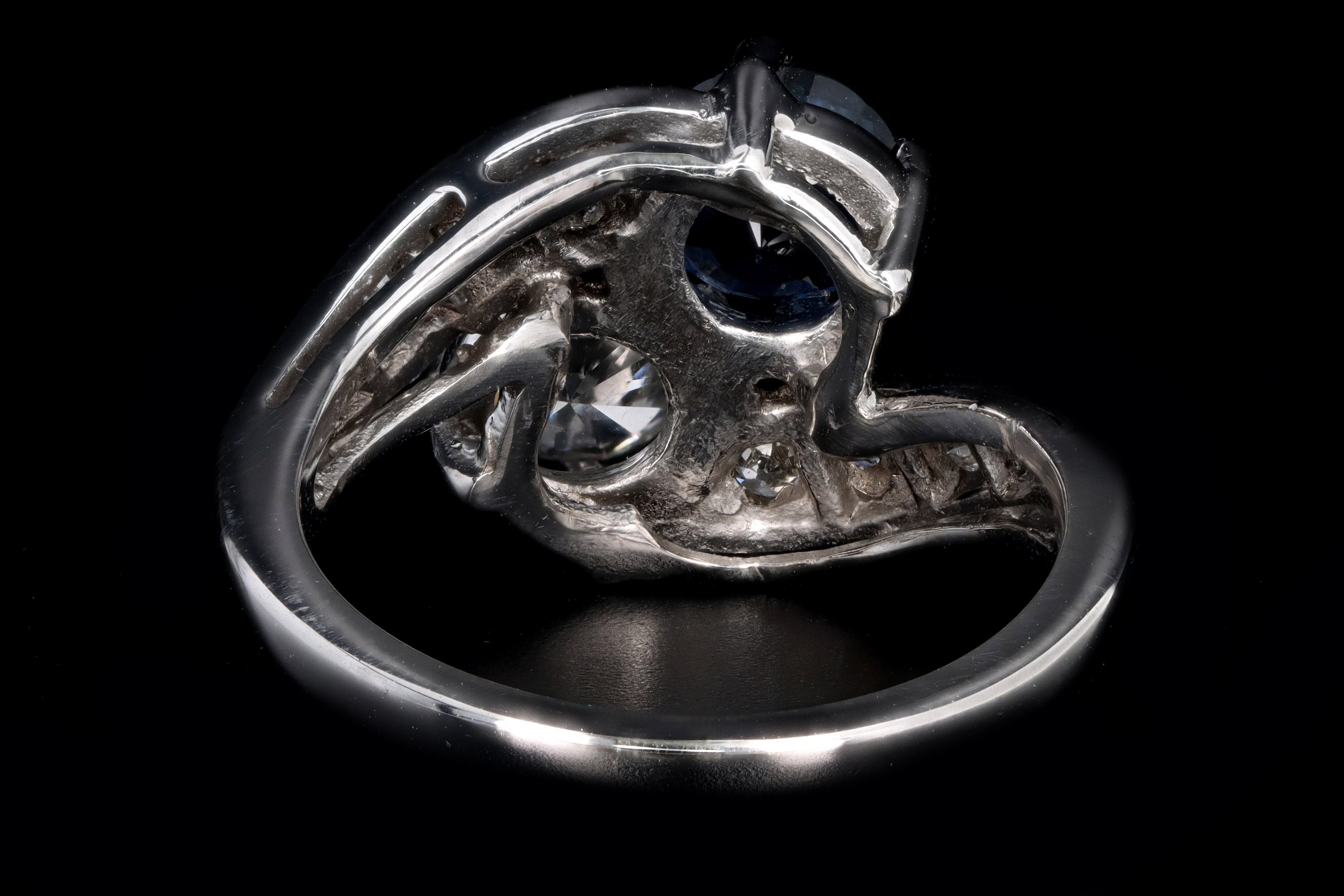 Vintage 14K White Gold Sapphire & Diamond Toi Et Moi Ring - Queen May