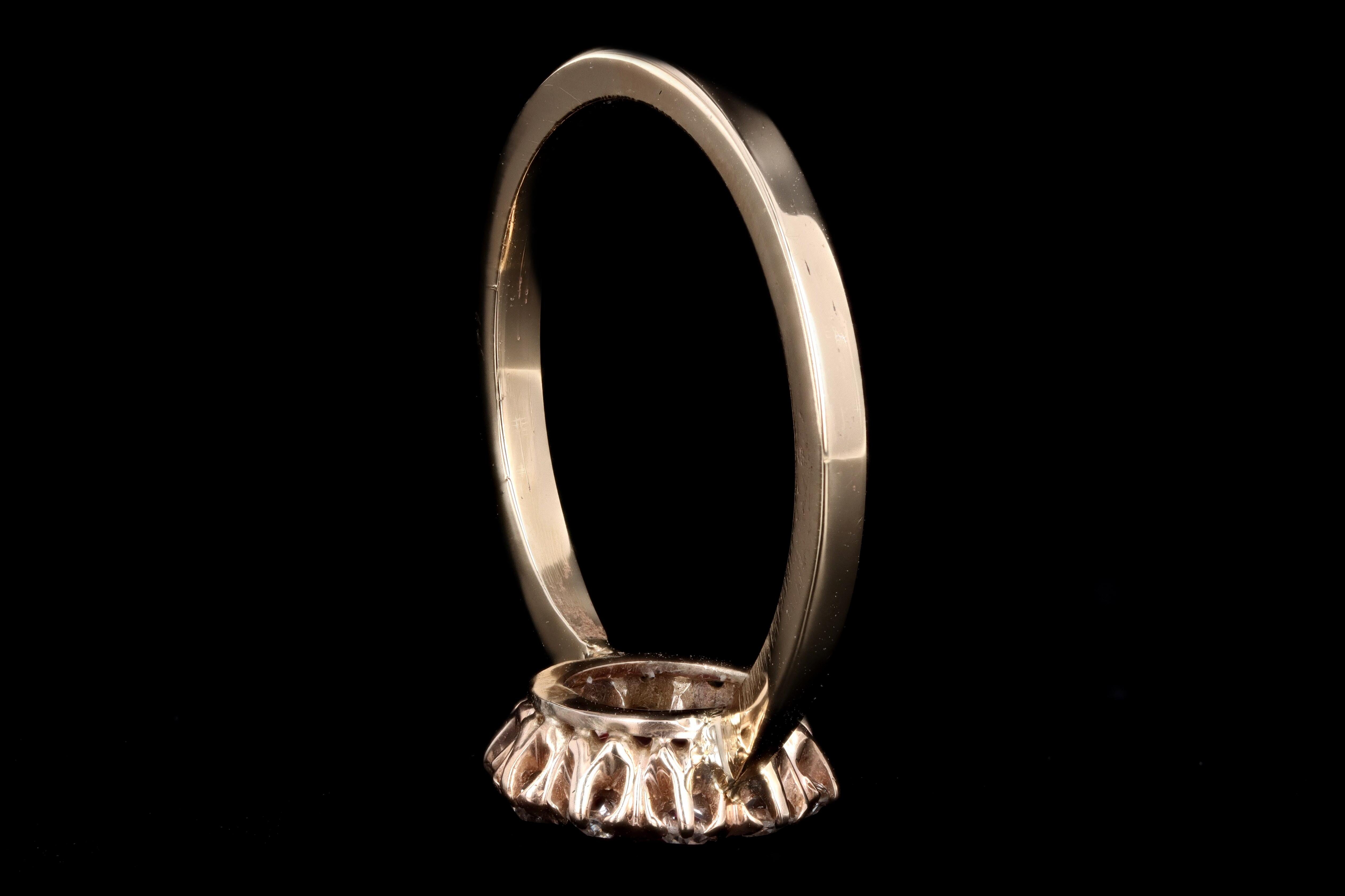 Victorian 14k Yellow Gold Synthetic Ruby & Diamond Stick Pin Conversion Ring - Queen May