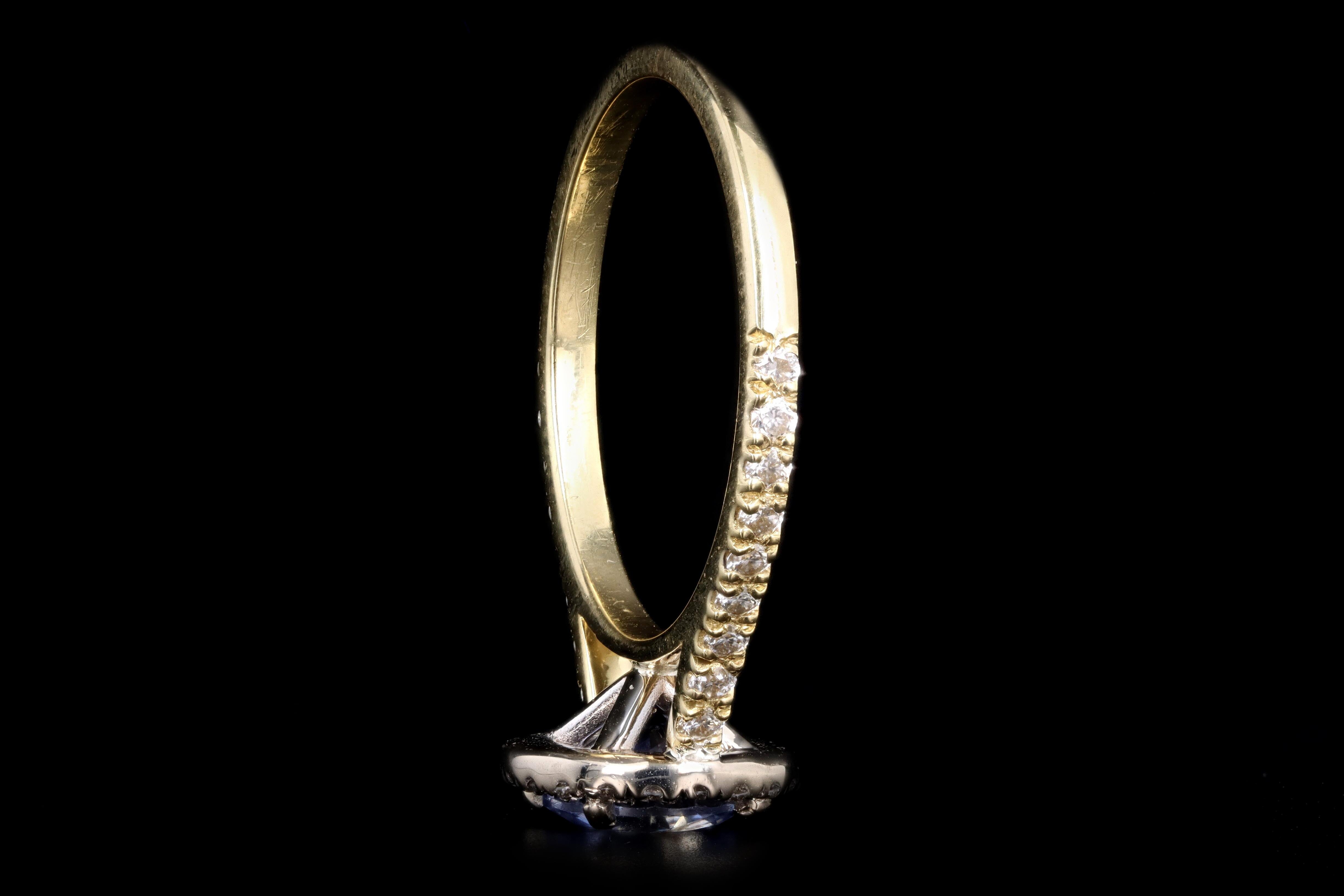Modern 18K Yellow Gold 1.25 Carat Natural Sapphire and Diamond Ring - Queen May
