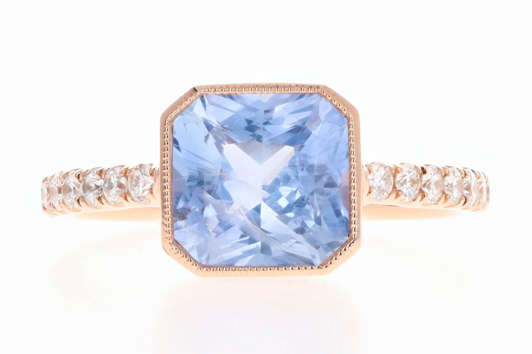 New 18K Rose Gold 2.13 Carat Natural No Heat Ceylon Sapphire & Diamond Ring GIA Certified - Queen May
