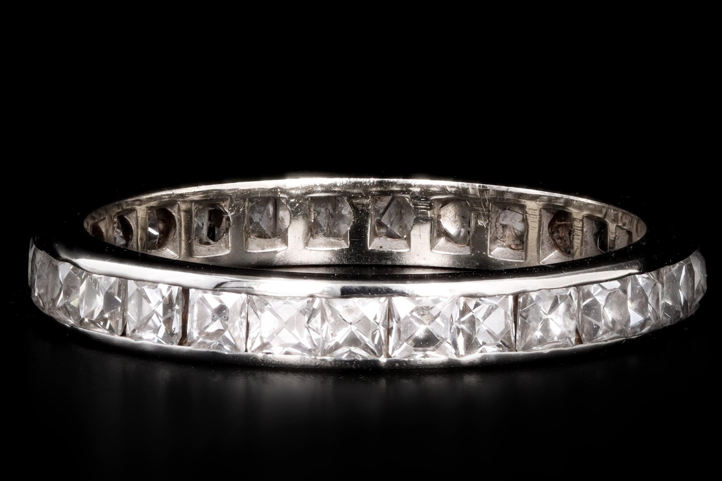 Art Deco 14K White Gold 1.5 Carat Total Weight French Cut Diamond Channel Eternity Wedding Band - Queen May