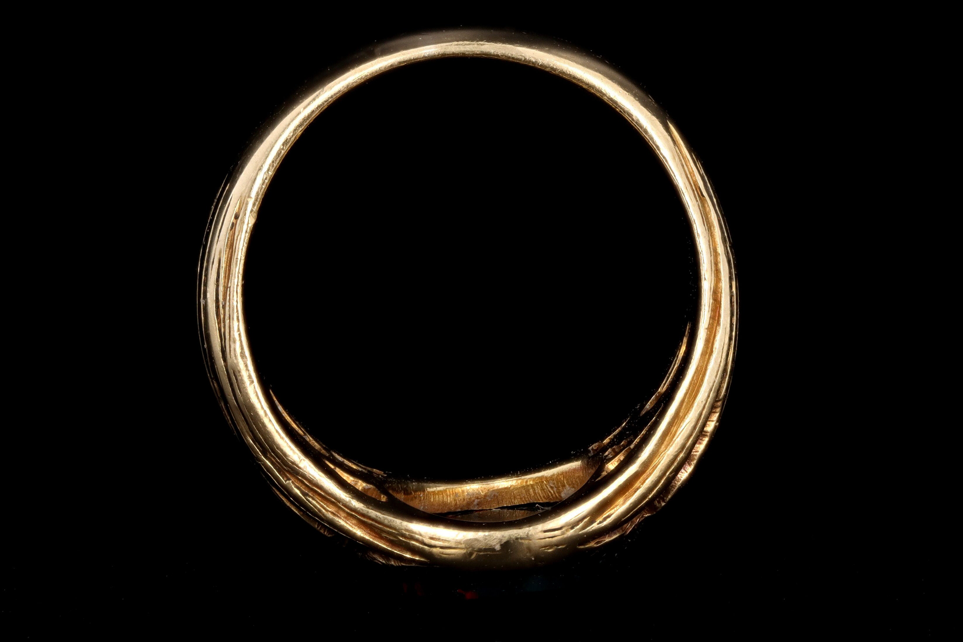 Victorian 18K Yellow Gold Bloodstone Chalcedony Pinky Ring - Queen May