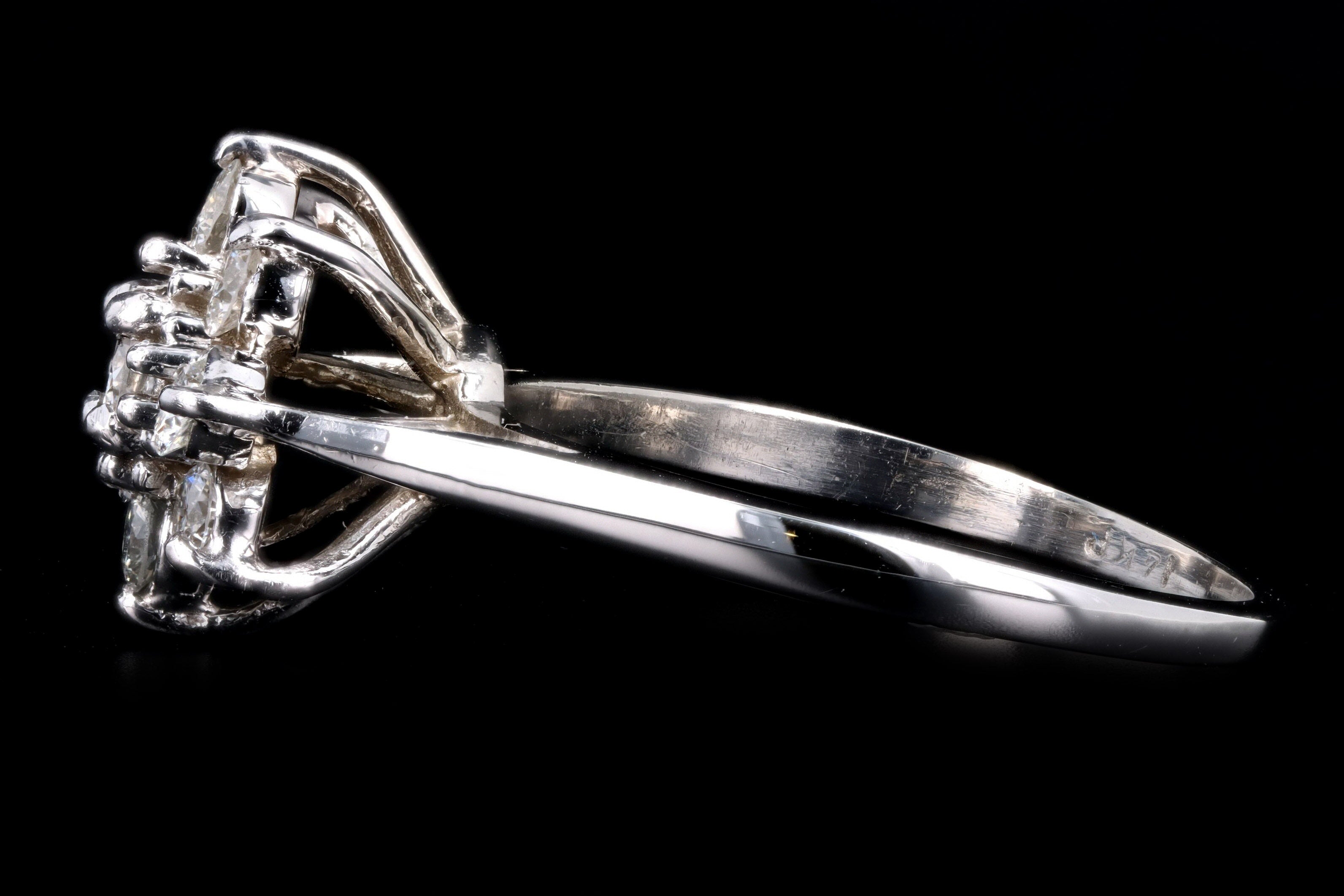 Modern 14K White Gold .70 Carat Total Weight Diamond Flower Ring - Queen May