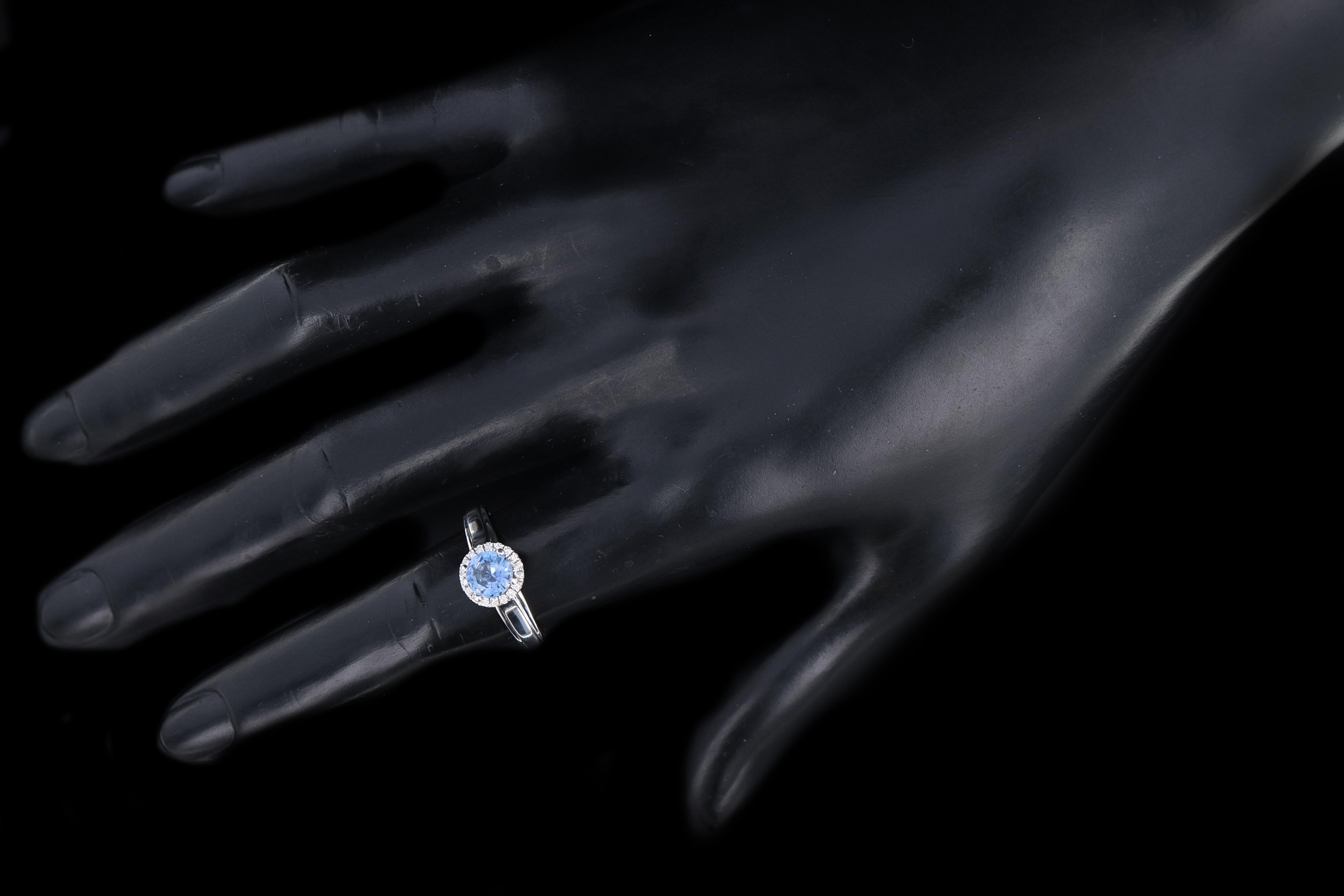 Modern 14K White Gold .86 Carat Natural Sapphire and Diamond Ring - Queen May