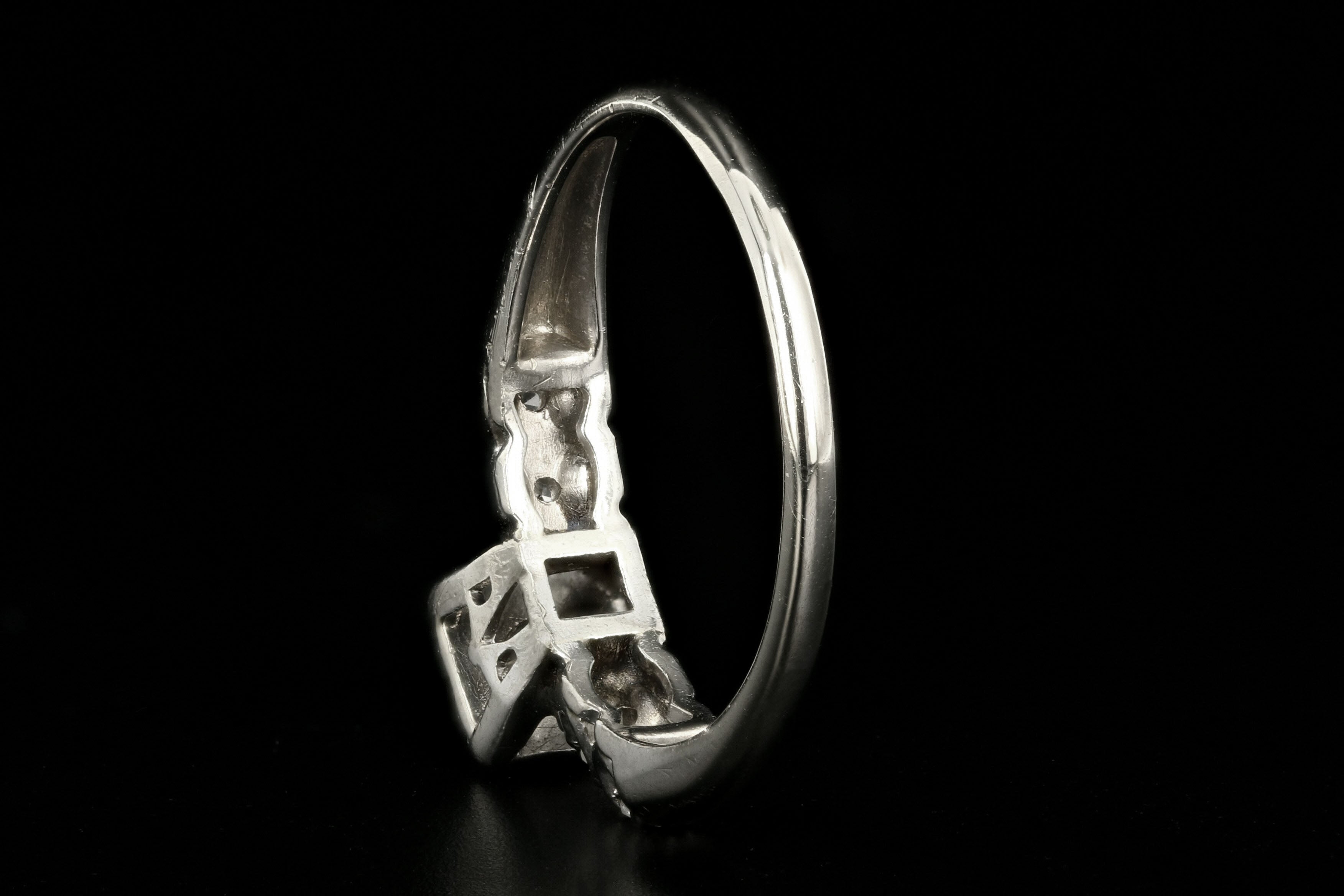 Mid Century 14K White Gold .21 Carat Round Brilliant Diamond Engagement Ring - Queen May