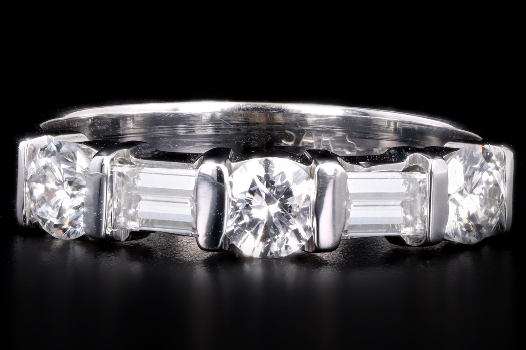 Modern 14K White Gold .65 Carat Total Weight Baguette Diamond Five Stone Wedding Band - Queen May