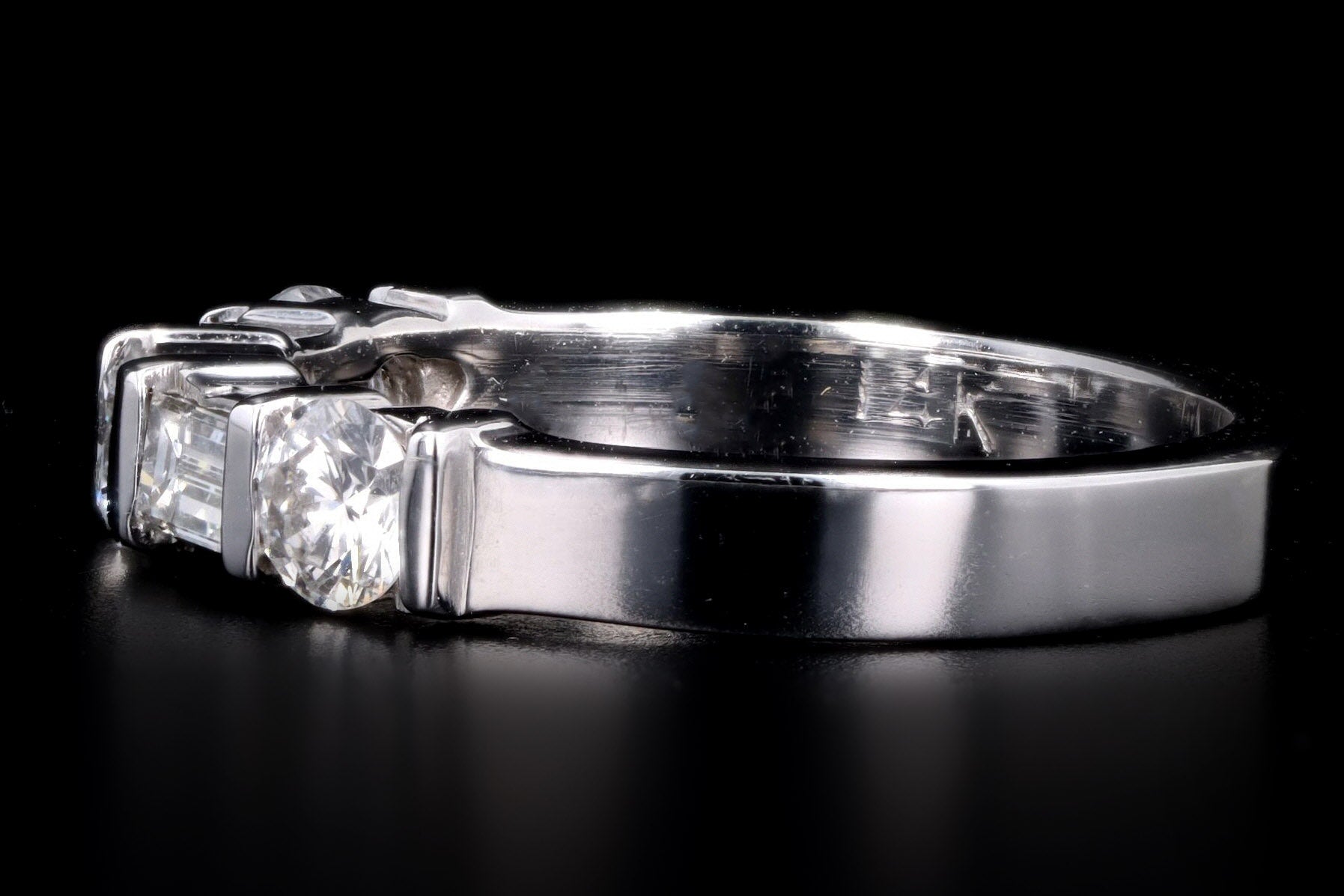 Modern 14K White Gold .65 Carat Total Weight Baguette Diamond Five Stone Wedding Band - Queen May