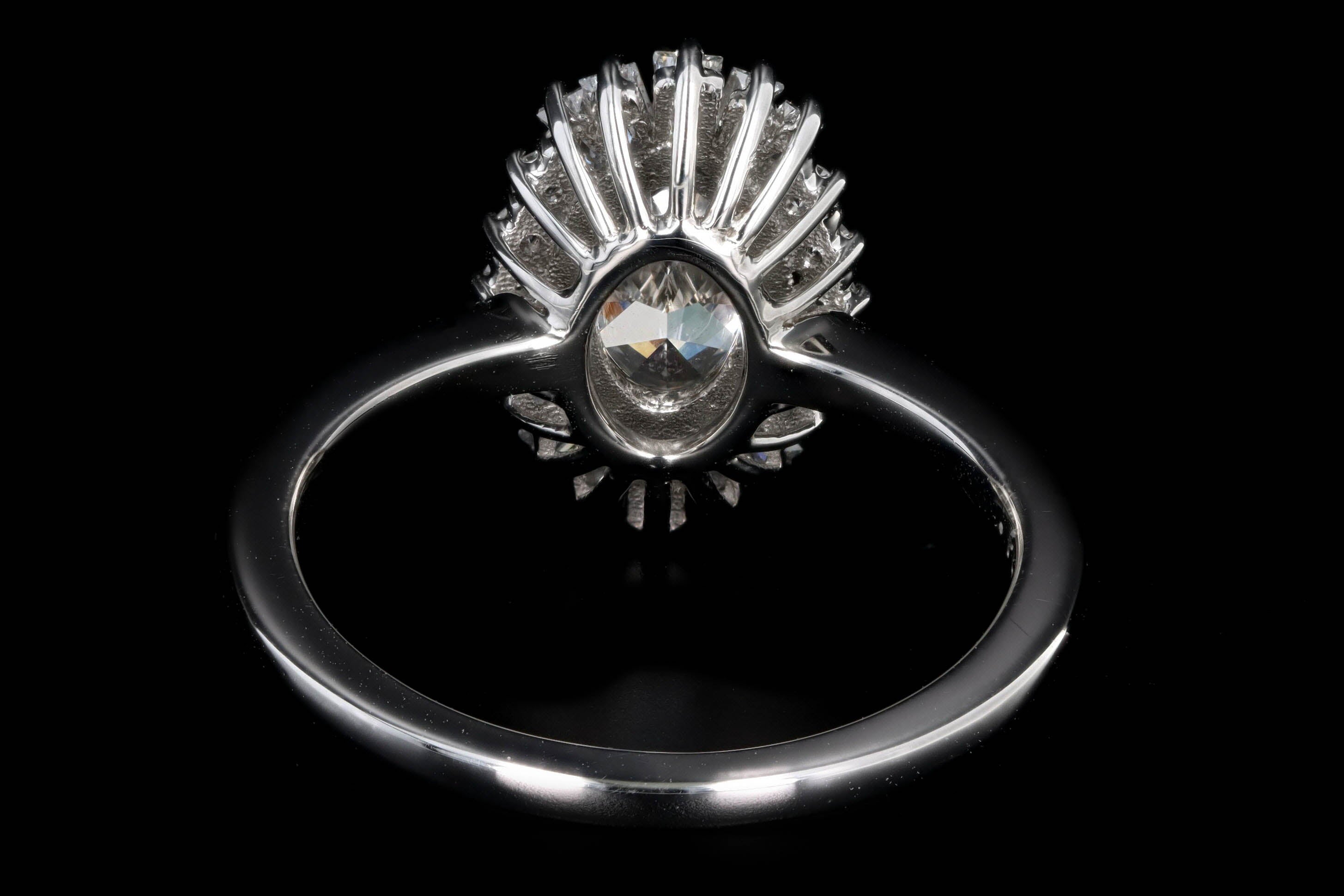 New Platinum 1.09 Carat Oval Diamond Ballerina Halo Engagement Ring GIA Certified - Queen May