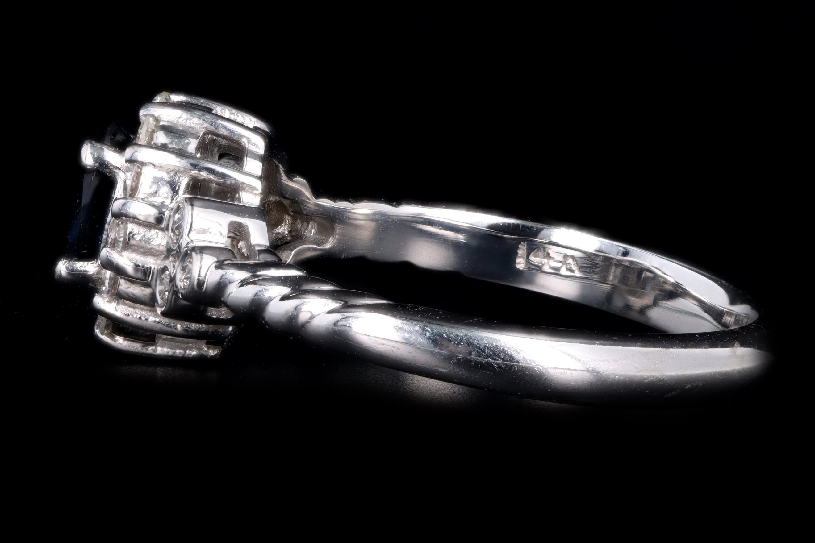 Modern 14K White Gold .71 Carat Natural Sapphire & Diamond Ring - Queen May