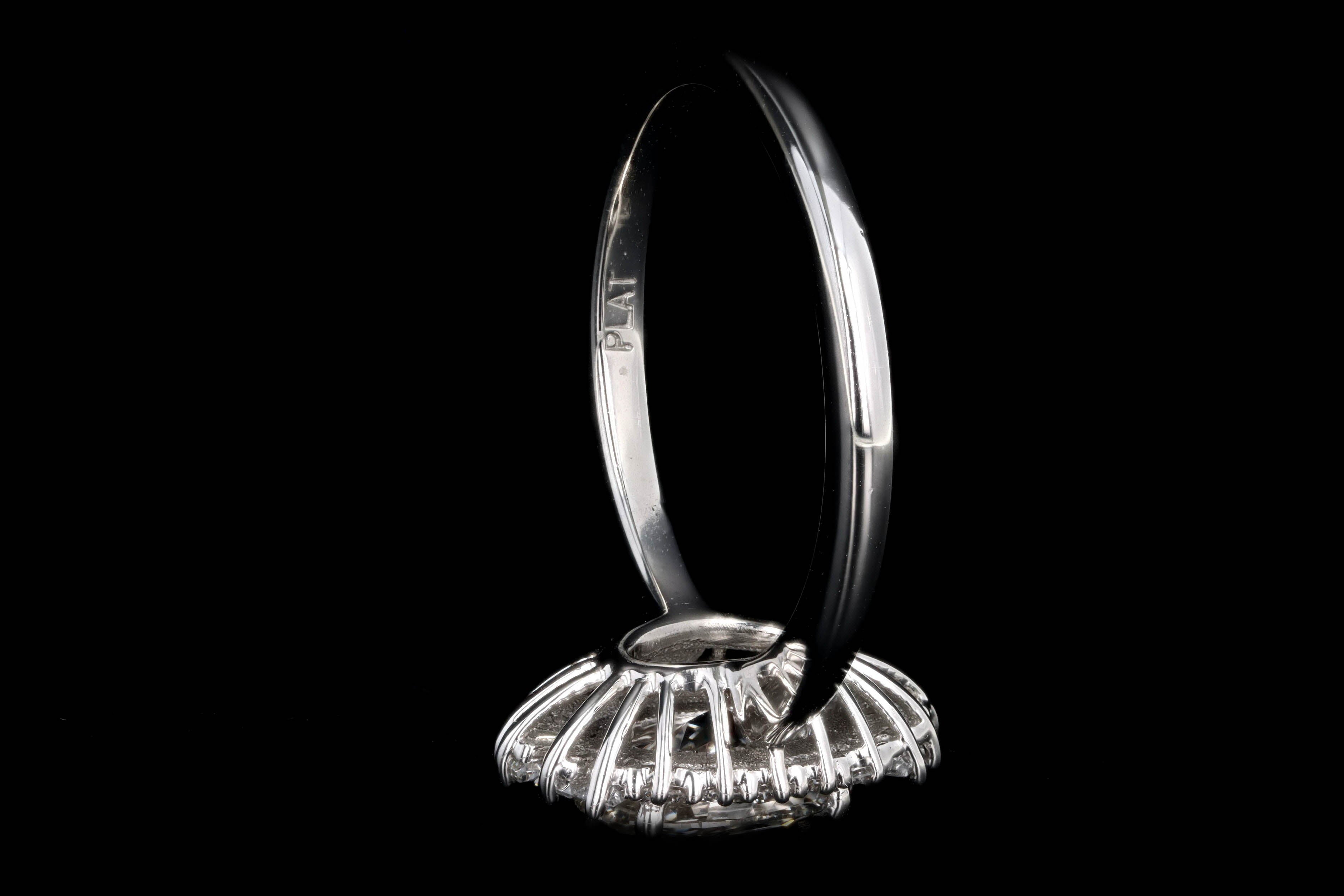 New Platinum 1.09 Carat Oval Diamond Ballerina Halo Engagement Ring GIA Certified - Queen May