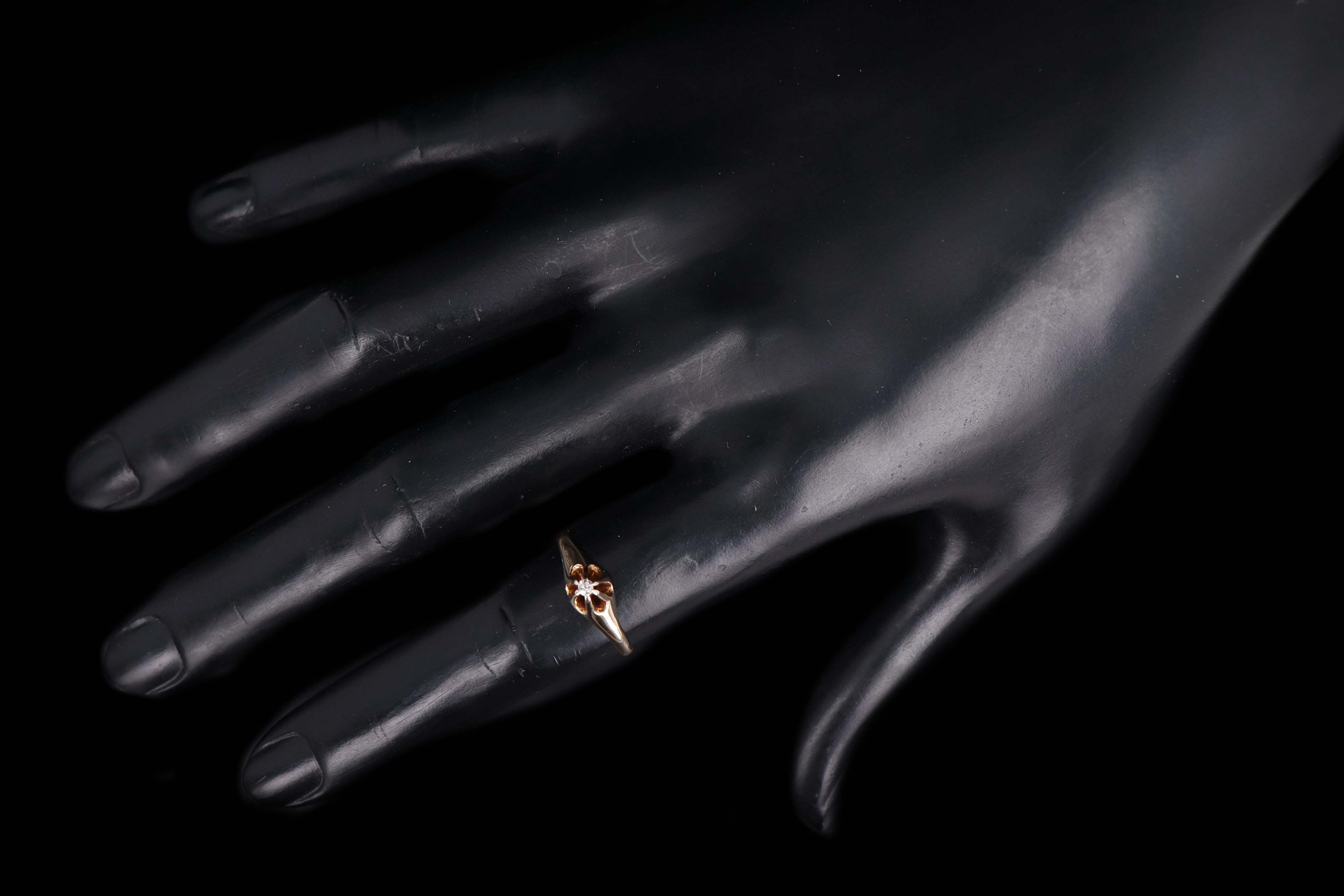 Victorian 14K Yellow Gold Single Cut Diamond Belcher Ring - Queen May