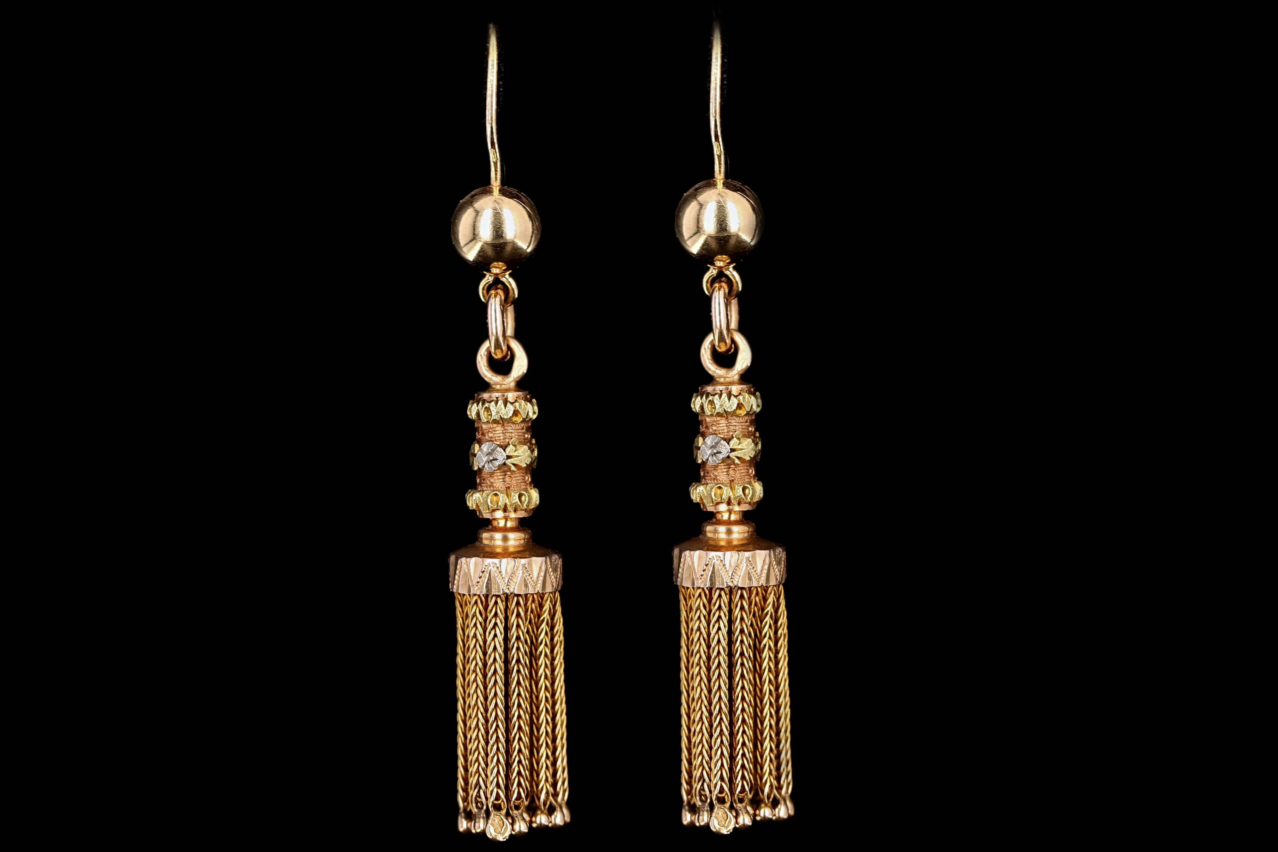Victorian 14K Gold Tassel Earrings - Queen May