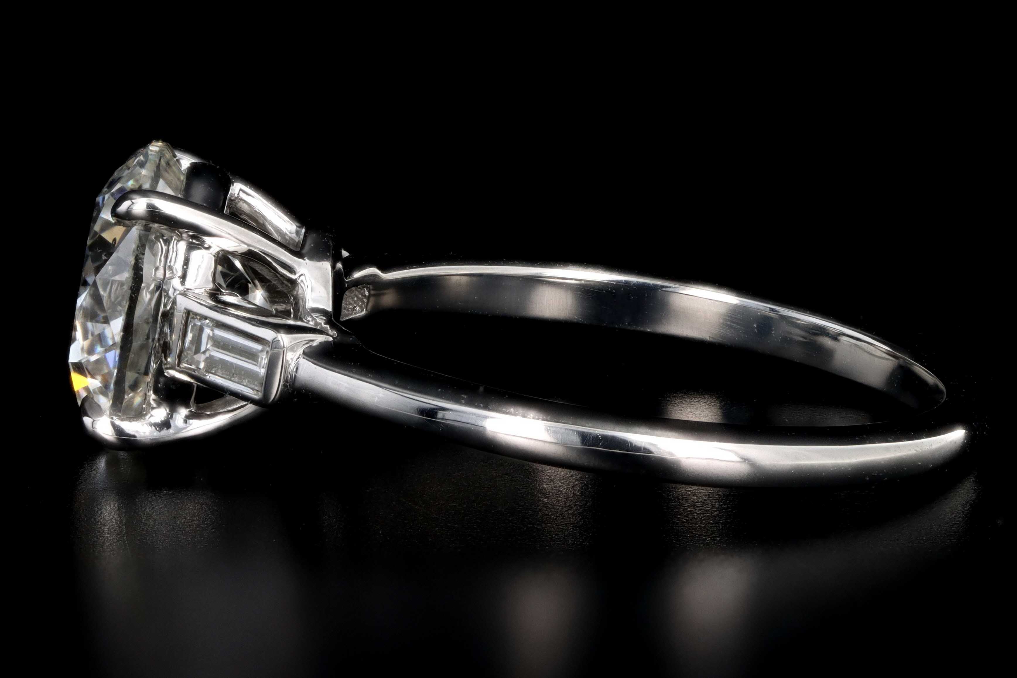 New Platinum 2.51 Carat Round Brilliant Diamond Engagement Ring GIA Certified - Queen May