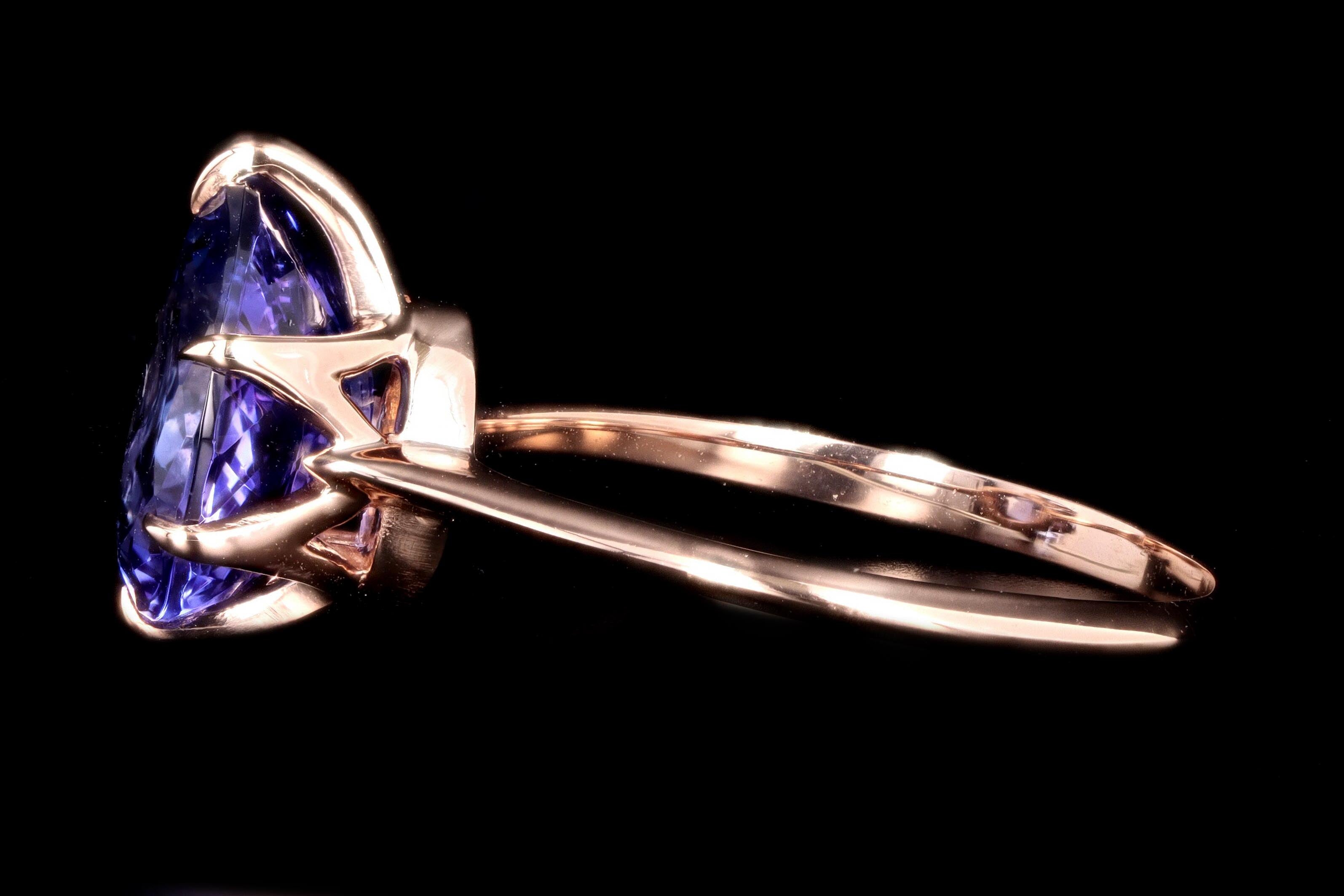 New Vintage Inspired 18K Rose Gold 2.45 Carat Tanzanite Ring - Queen May