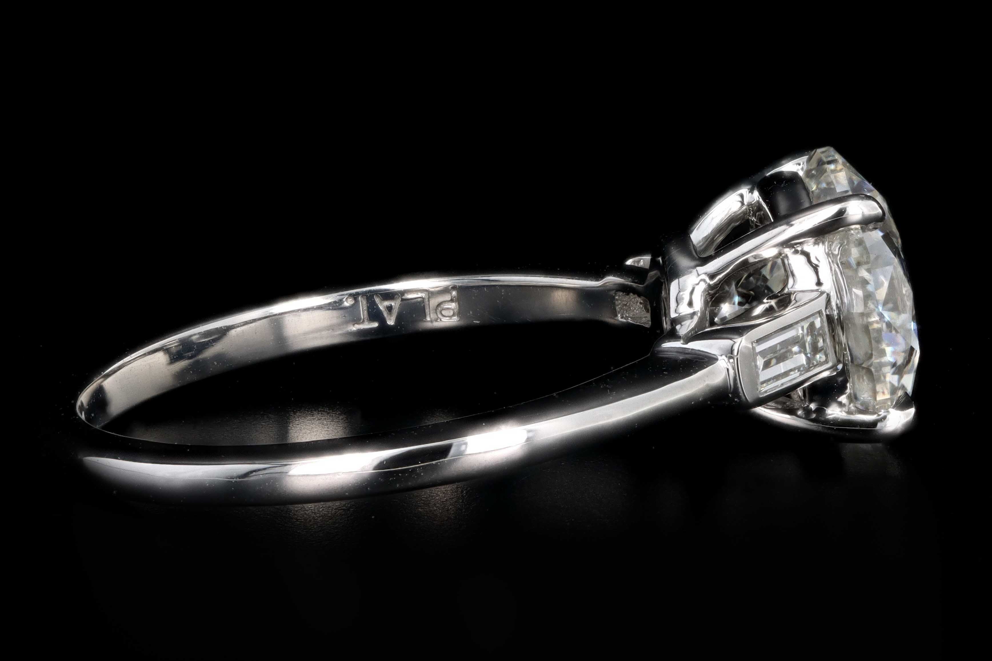 New Platinum 2.51 Carat Round Brilliant Diamond Engagement Ring GIA Certified - Queen May