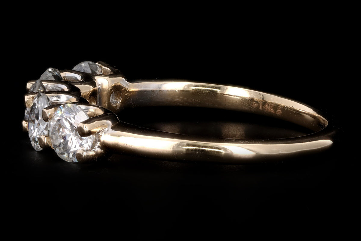 New 14K Yellow Gold 1.35 Carat Round Brilliant Diamond Five Stone Band - Queen May