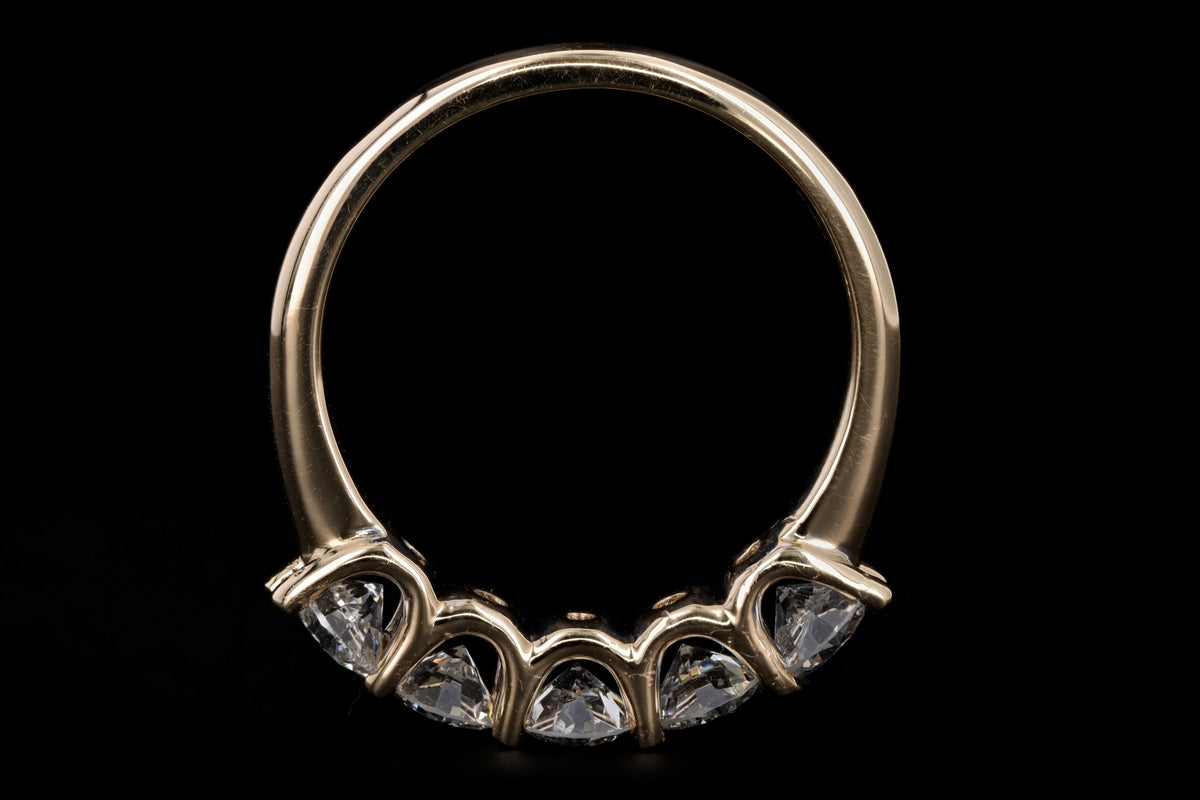 New 14K Yellow Gold 1.35 Carat Round Brilliant Diamond Five Stone Band - Queen May