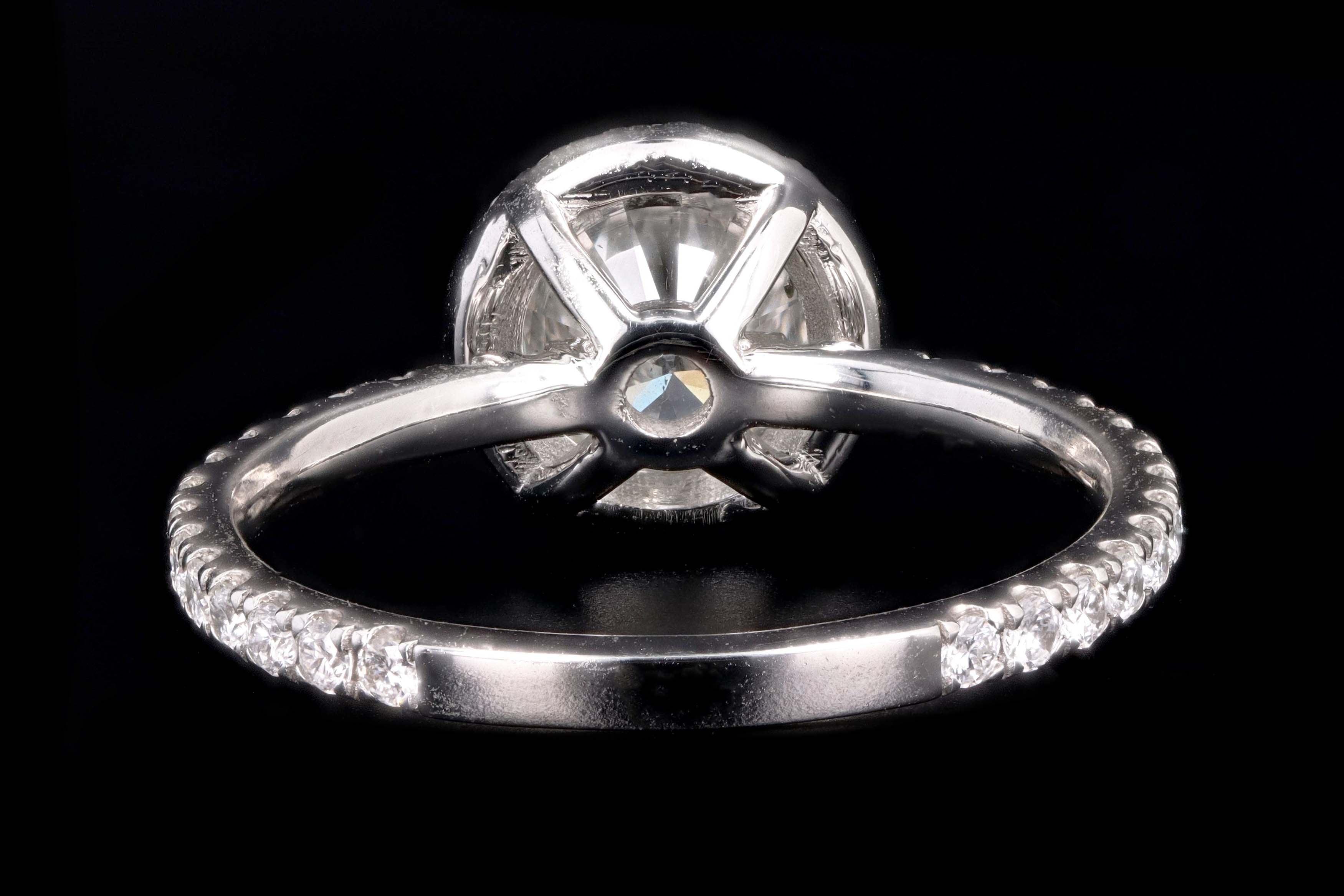 New Platinum 1.16 Carat Round Brilliant Cut Diamond Halo Engagement Ring GIA Certified - Queen May