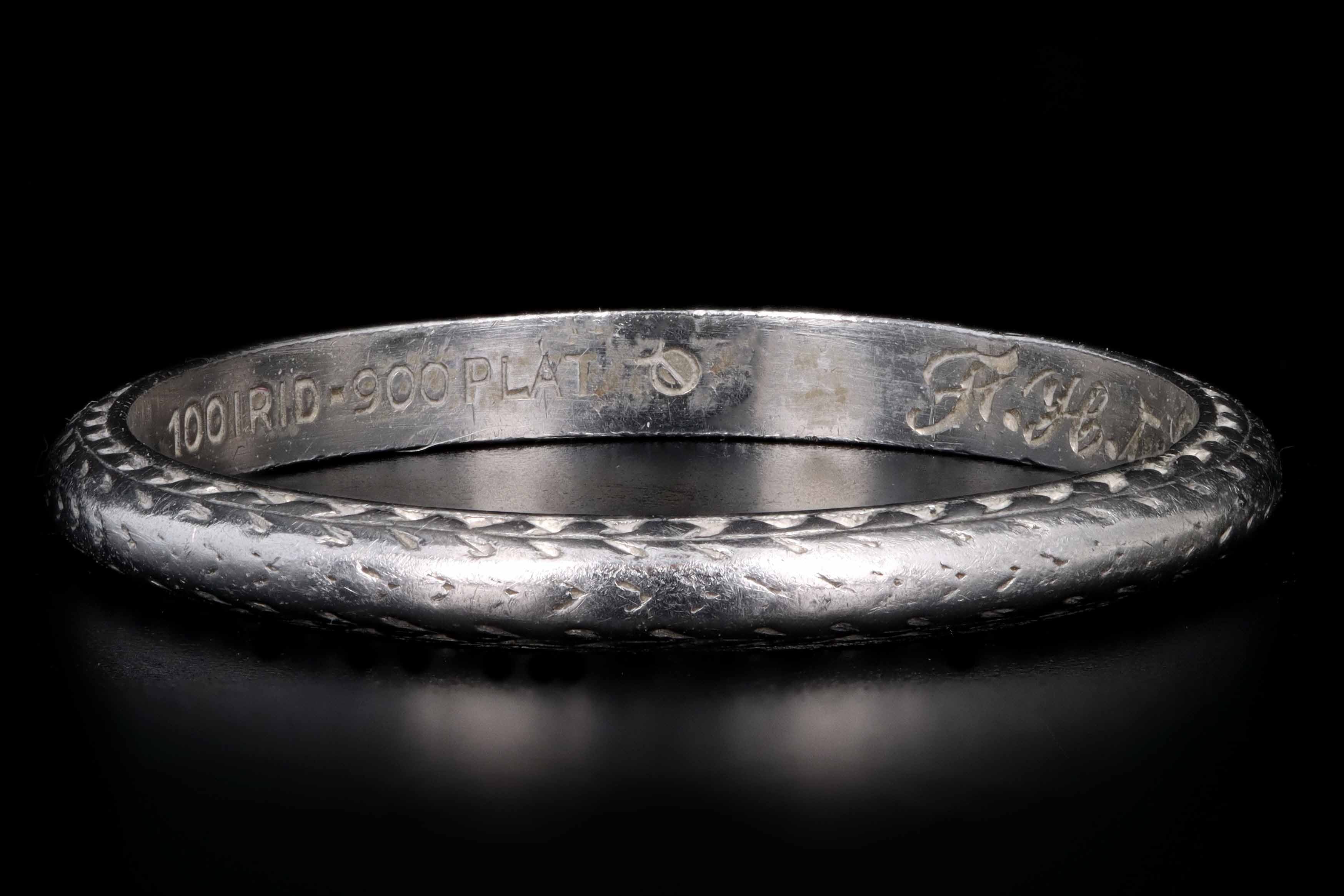 Platinum Art Deco Wedding Band Dated 10-24-1929 - Queen May