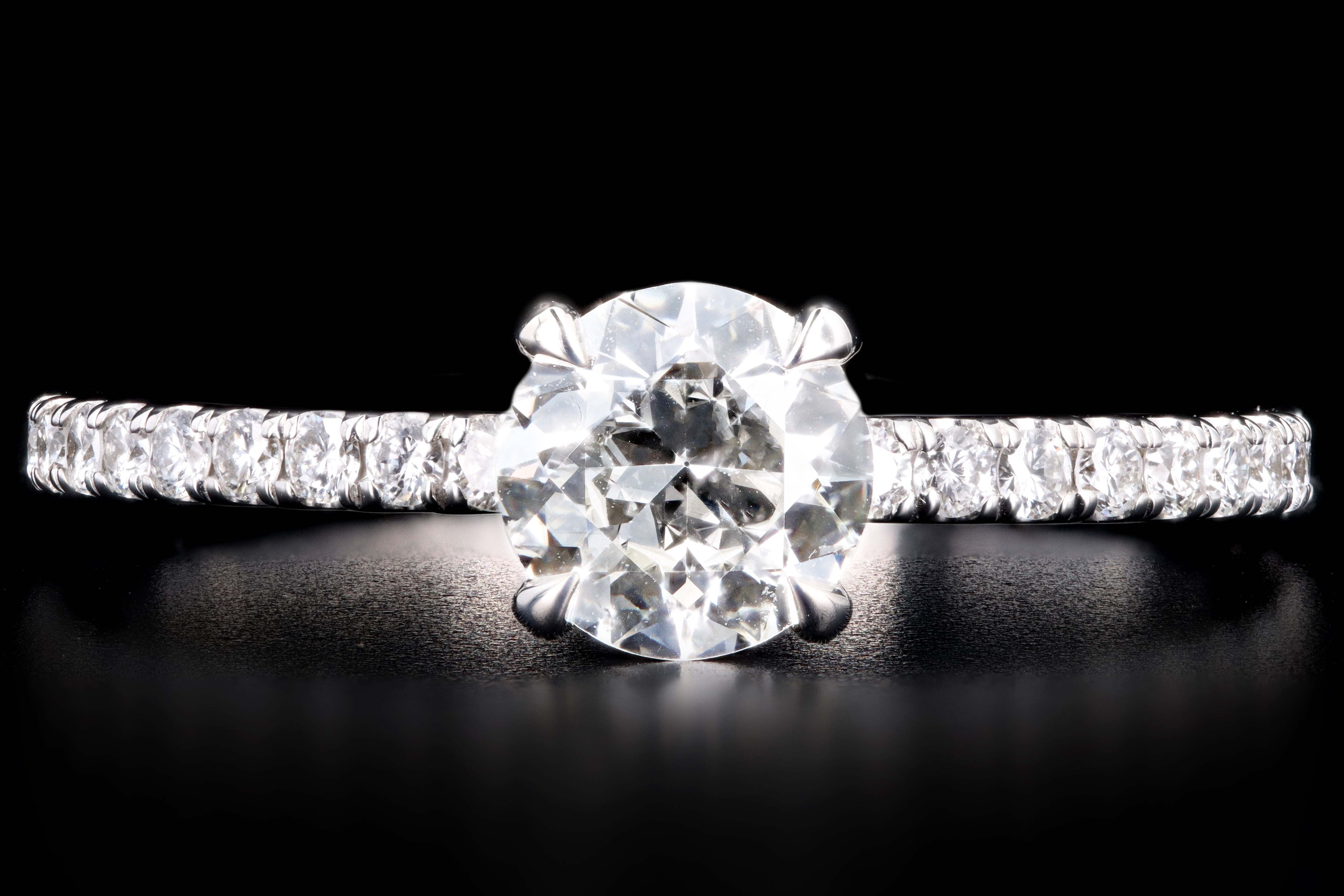 New 14K White Gold .62 Carat Old European Cut Diamond French Halo Engagement Ring - Queen May