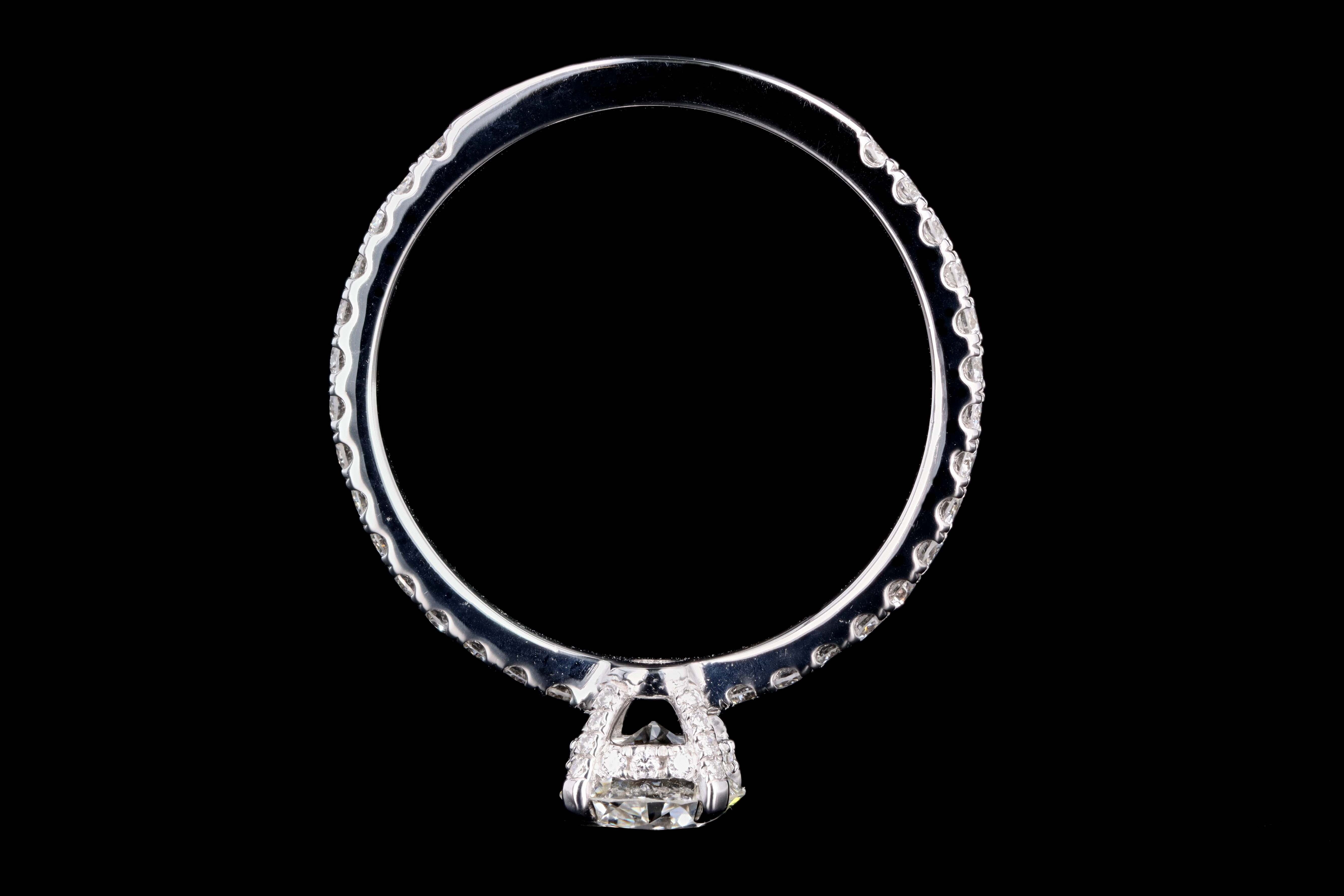 New 14K White Gold .62 Carat Old European Cut Diamond French Halo Engagement Ring - Queen May