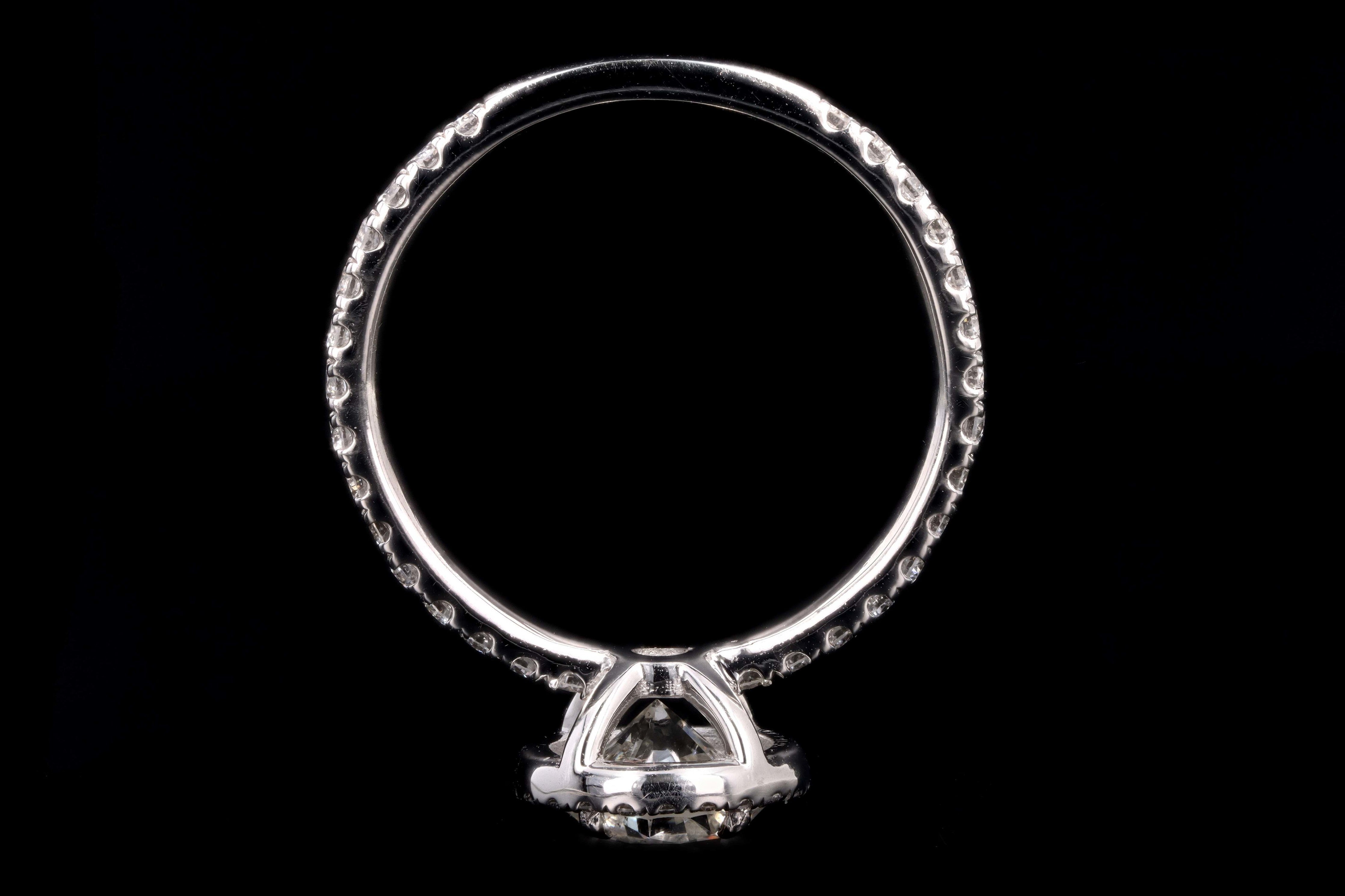 New Platinum 1.16 Carat Round Brilliant Cut Diamond Halo Engagement Ring GIA Certified - Queen May