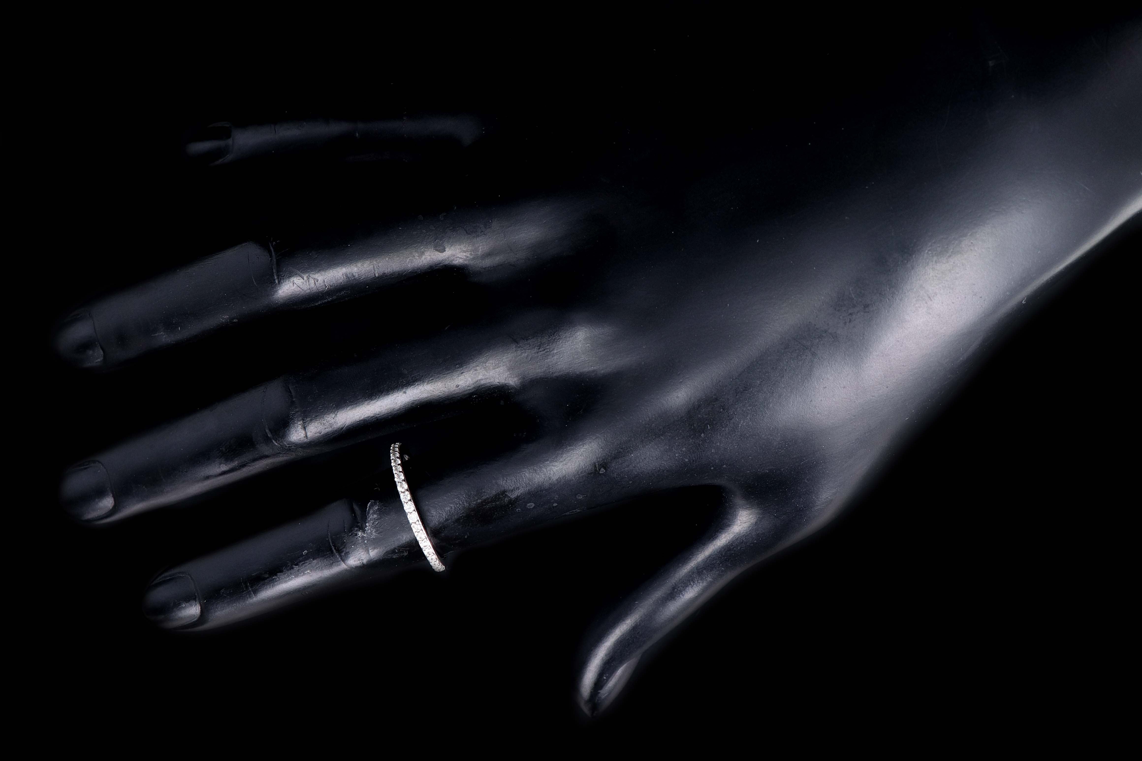 Modern 14K White Gold .20 Carat Round Brilliant Diamond Half Eternity Wedding Band - Queen May