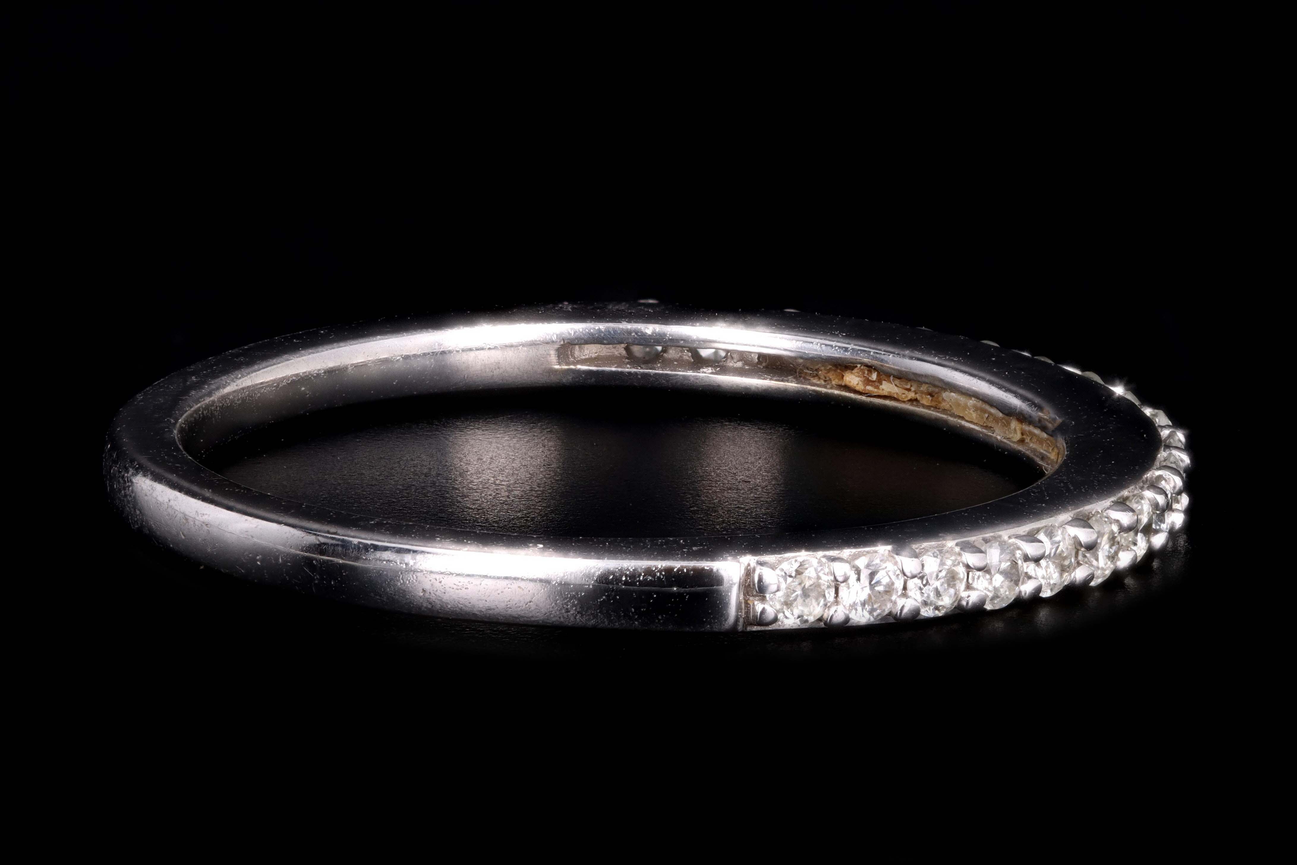 Modern 14K White Gold .20 Carat Round Brilliant Diamond Half Eternity Wedding Band - Queen May