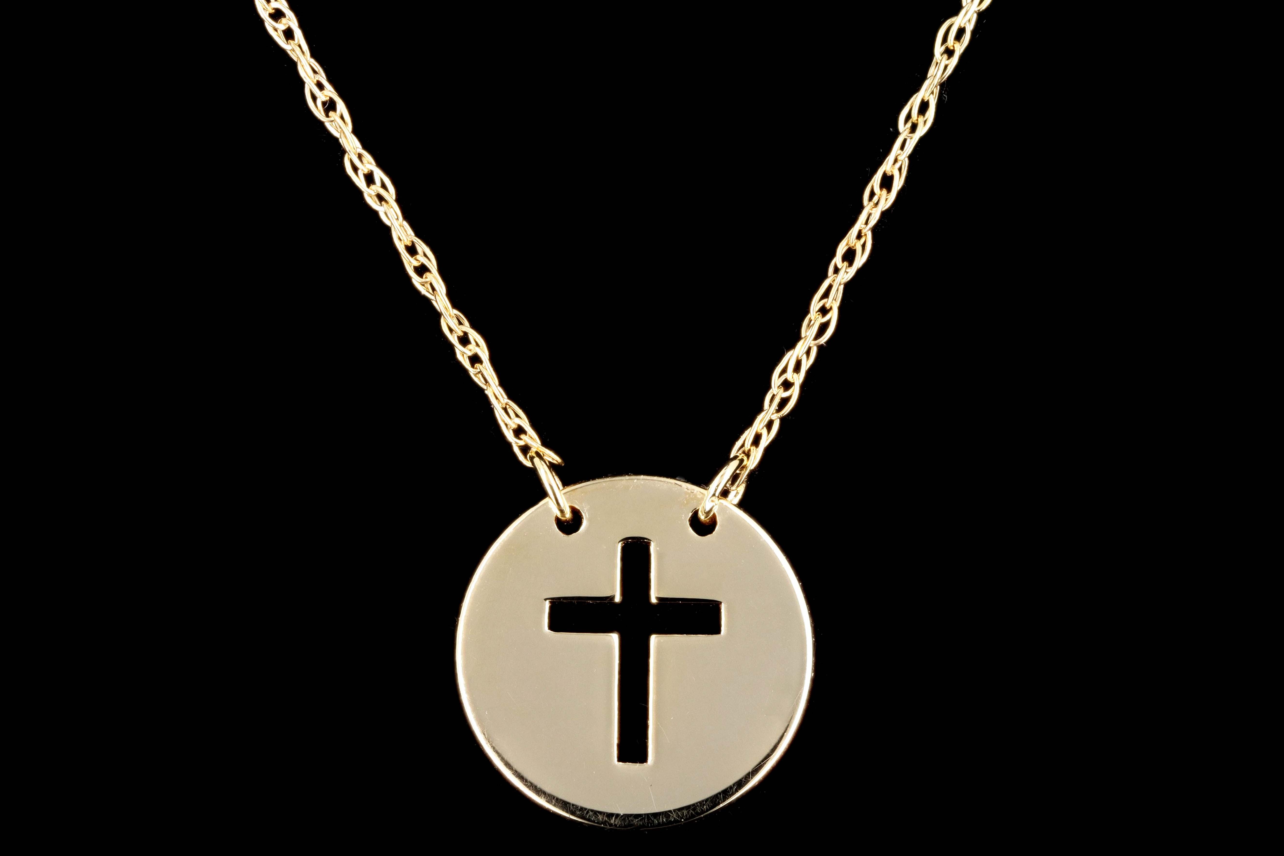 New 14K Gold Cross Pendant Necklace - Queen May
