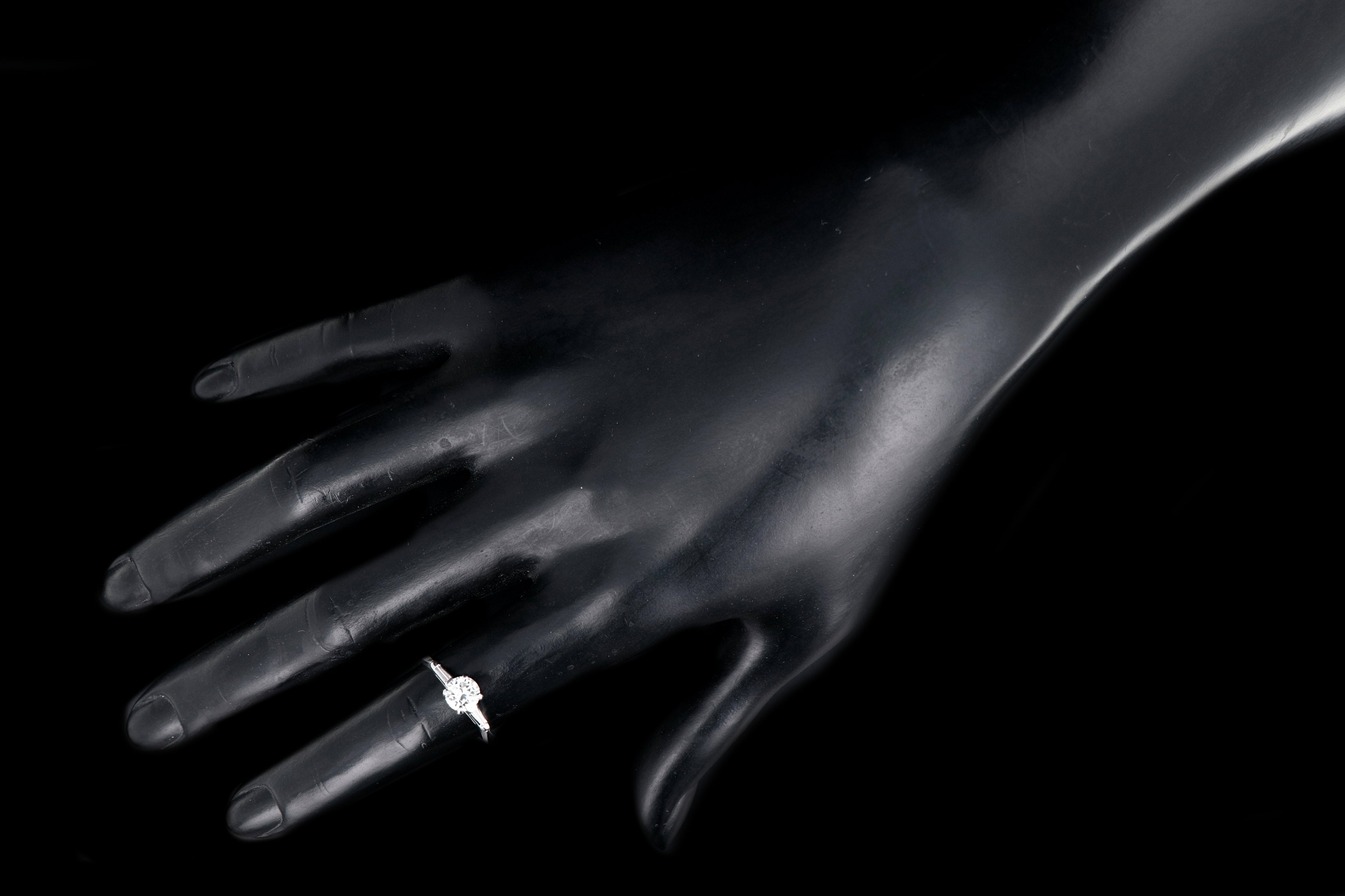 Vintage 14K White Gold .65 Carat Transition Cut Diamond Ring - Queen May