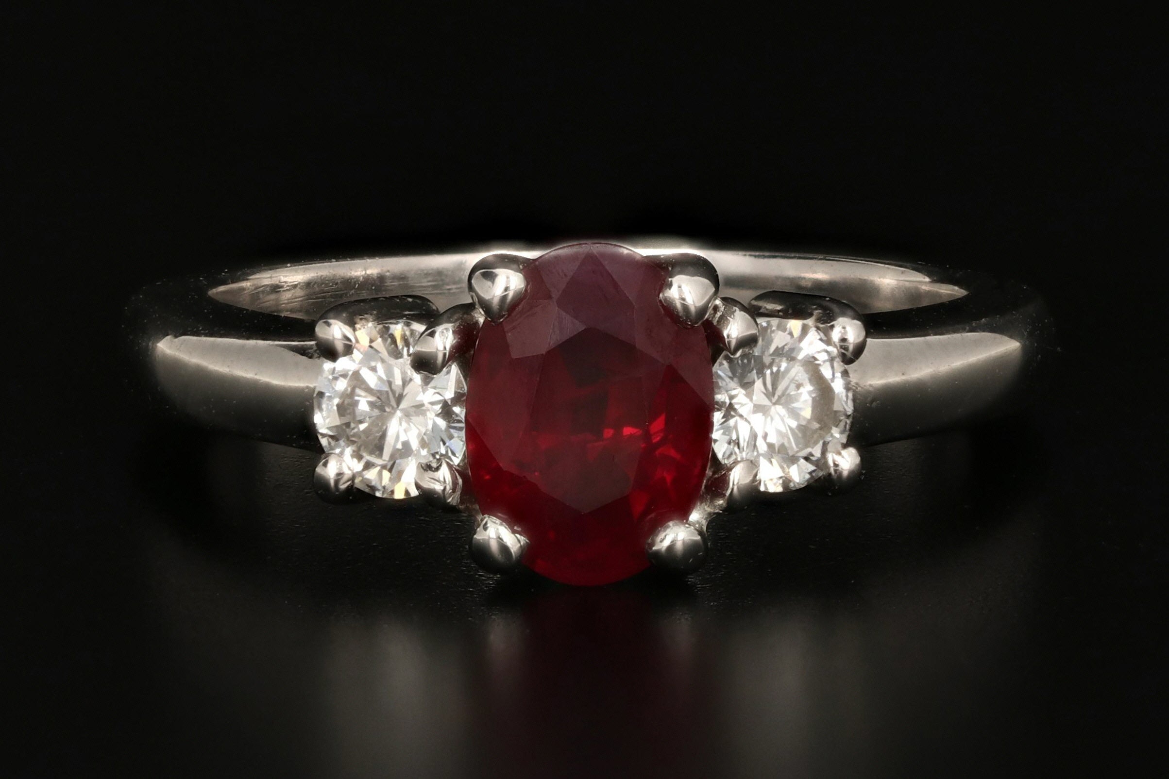 Modern 14K White Gold .75 Carat Natural Ruby and Diamond Ring - Queen May