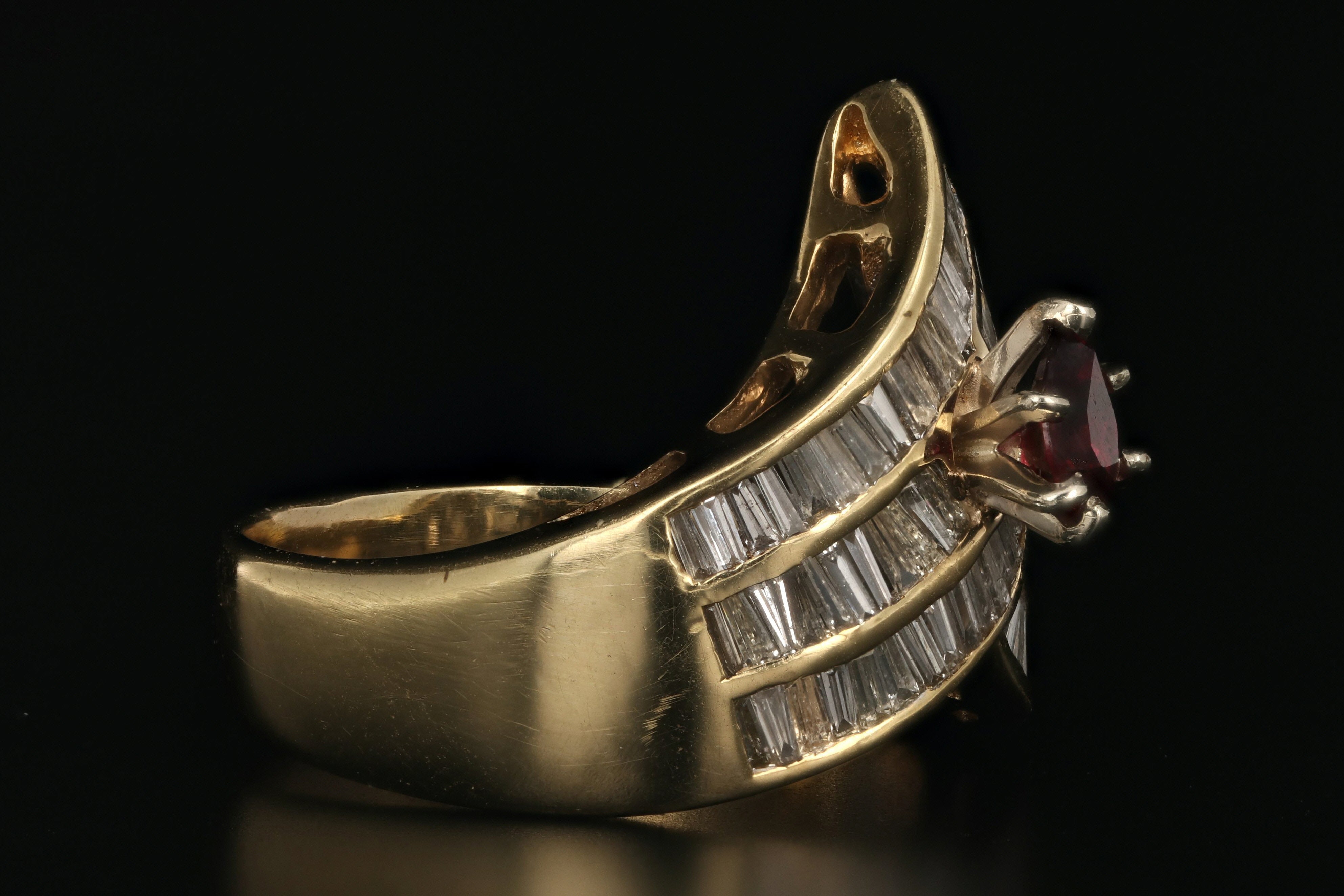 Vintage 18K Yellow Gold .50 Carat Ruby and Diamond Ring - Queen May