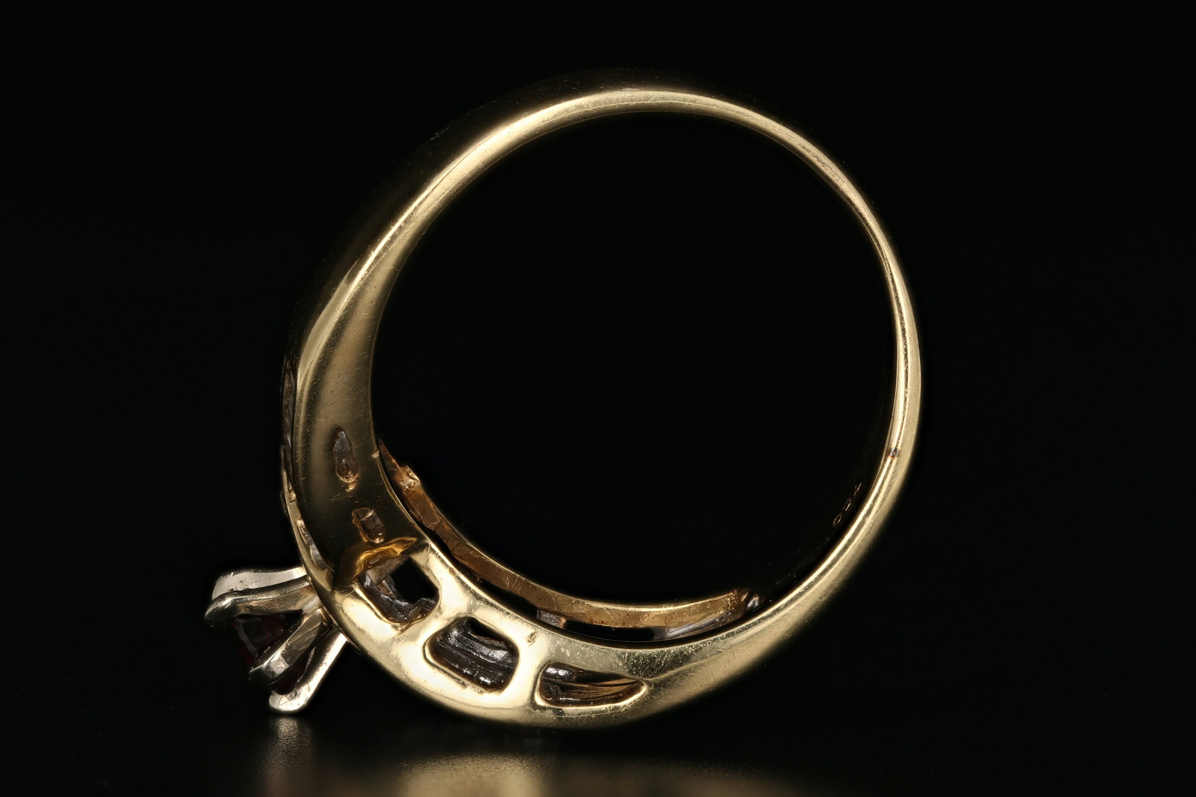 Vintage 18K Yellow Gold .50 Carat Ruby and Diamond Ring - Queen May