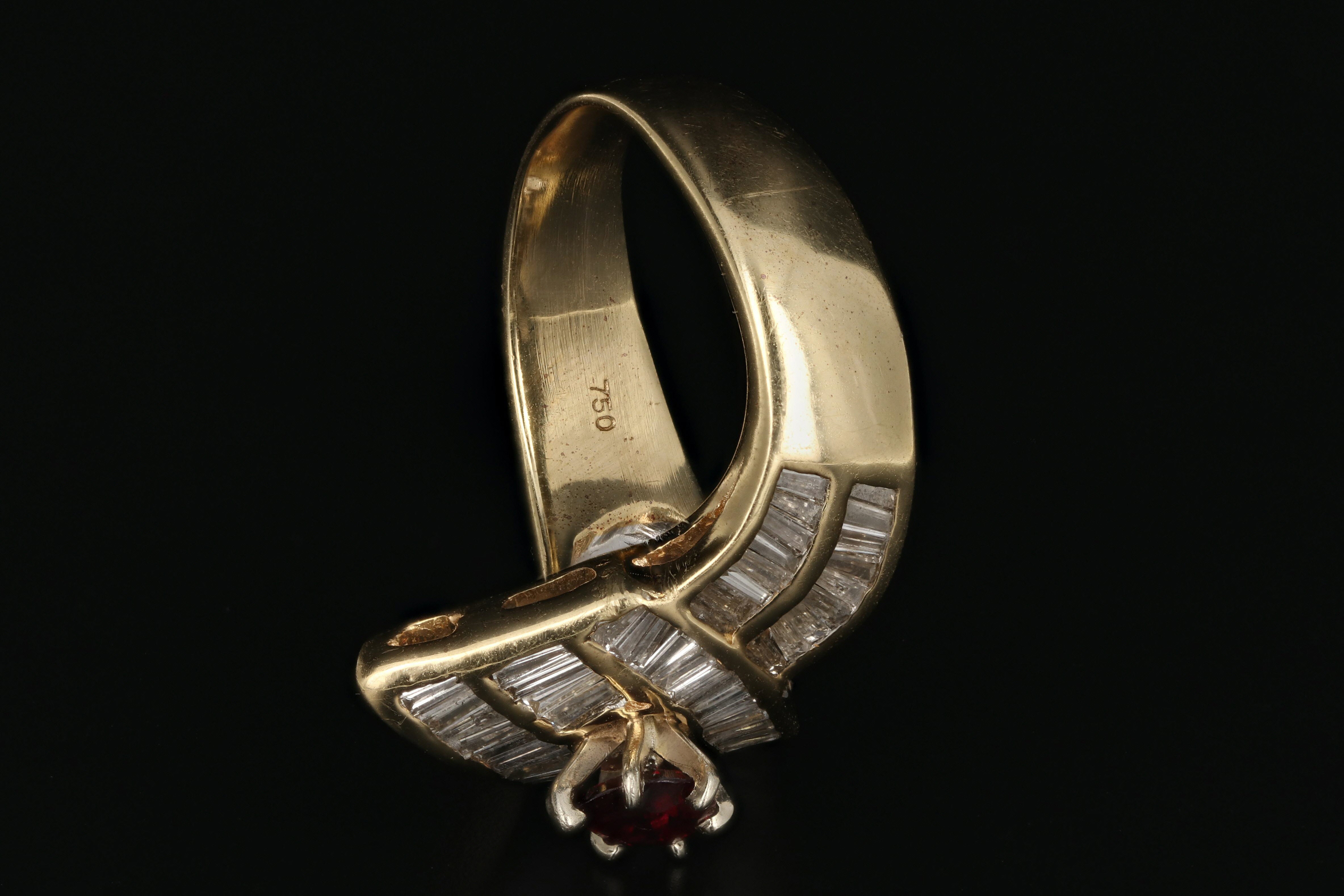 Vintage 18K Yellow Gold .50 Carat Ruby and Diamond Ring - Queen May