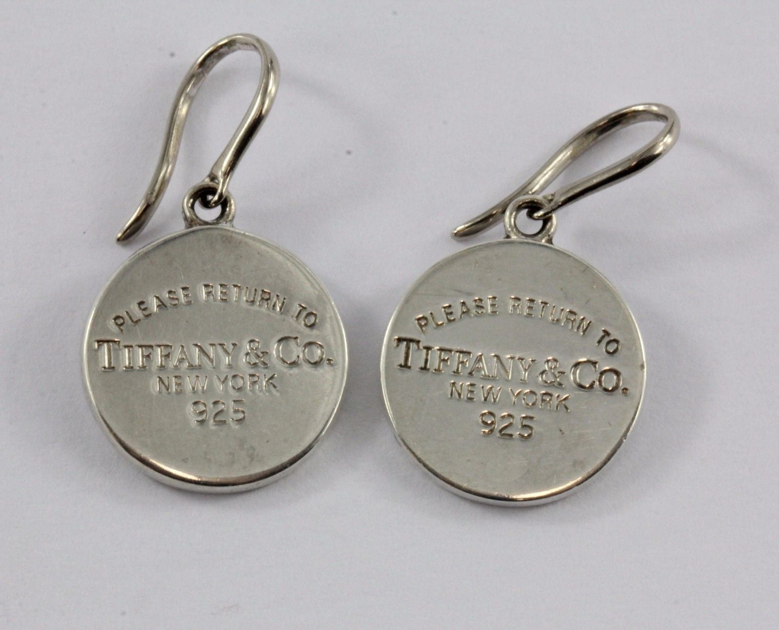 Tiffany & Co Sterling Silver Please Return to Tiffany New York Tag Earrings - Queen May