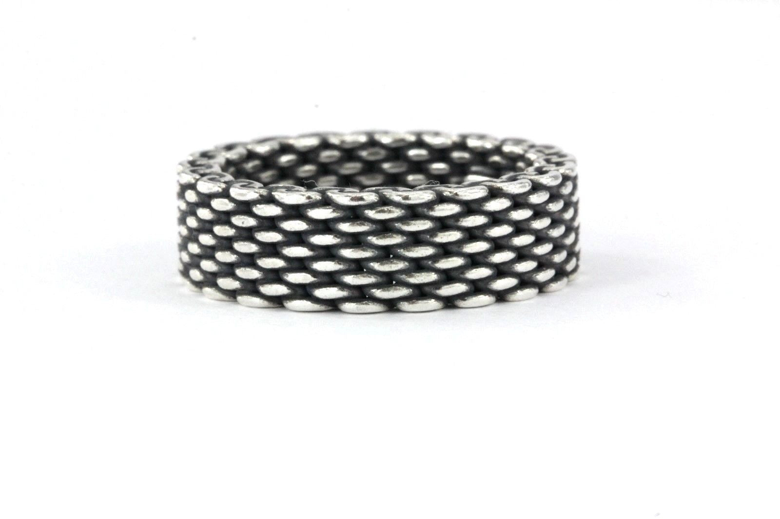 Tiffany & Co Sterling Silver Non-Flexible Somerset Mesh Ring Size 6.5 - Queen May