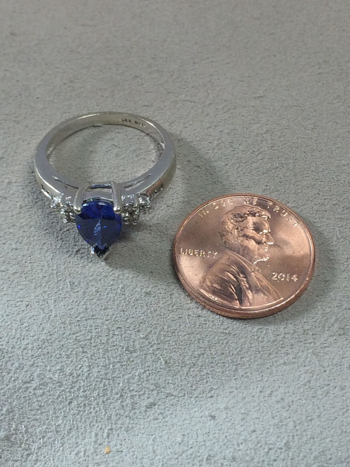 Vintage 14k White Gold Deep Rich Sapphire 1.25 Carat & Diamond Ring - Queen May
