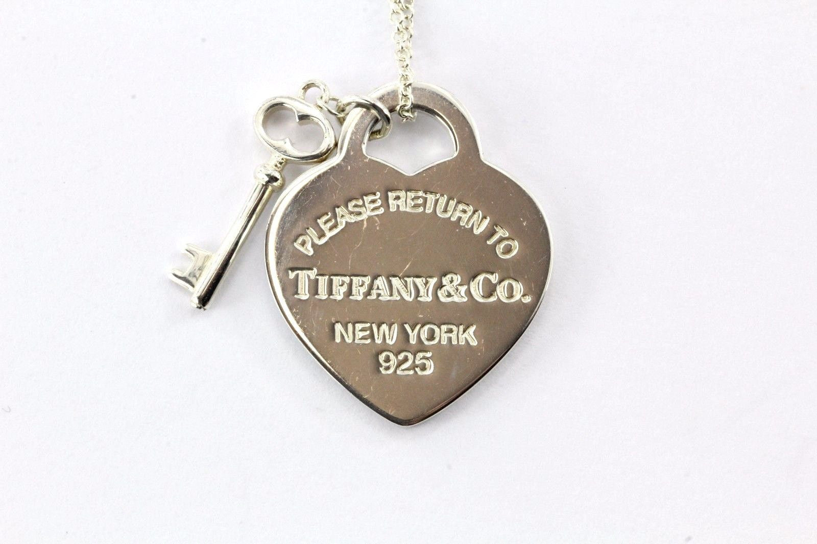 Tiffany & Co Sterling Silver Please Return To Heart Tag & Key Necklace - Queen May