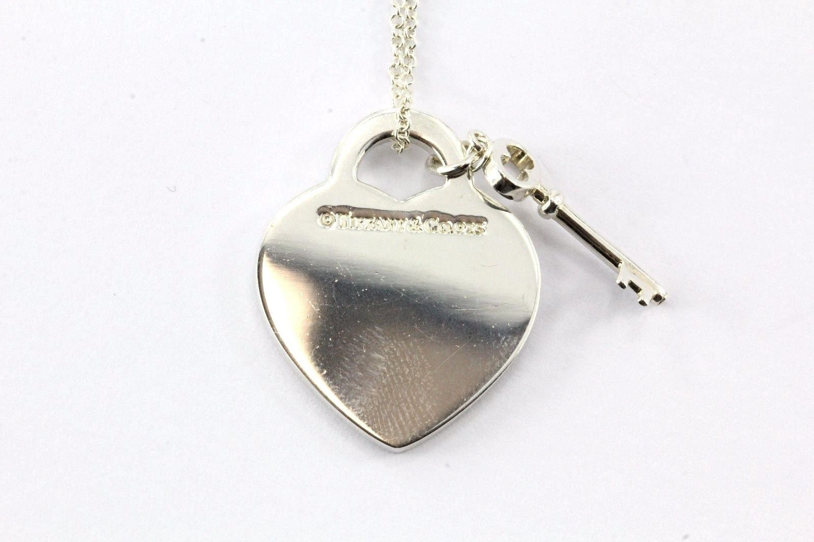 Tiffany & Co Sterling Silver Please Return To Heart Tag & Key Necklace - Queen May