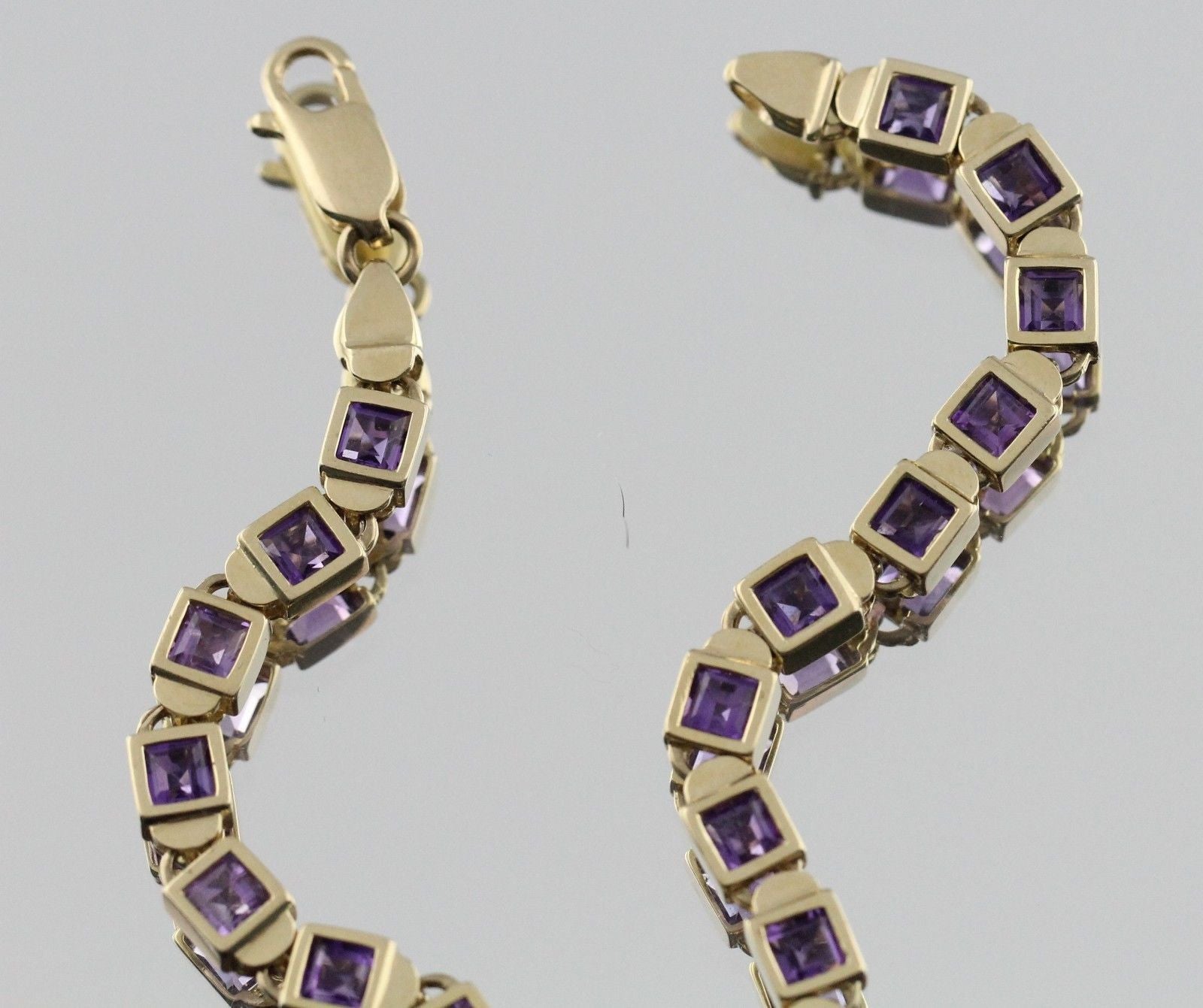 14K Gold Custom Made Amethyst Tennis Bracelet 6.15 Carat Total Weight - Queen May