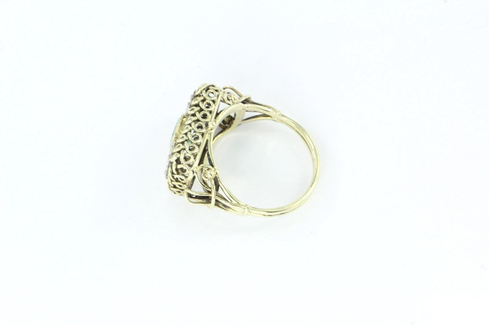 Antique Art Nouveau 14K Gold Old mine Diamond & Emerald Ring - Queen May