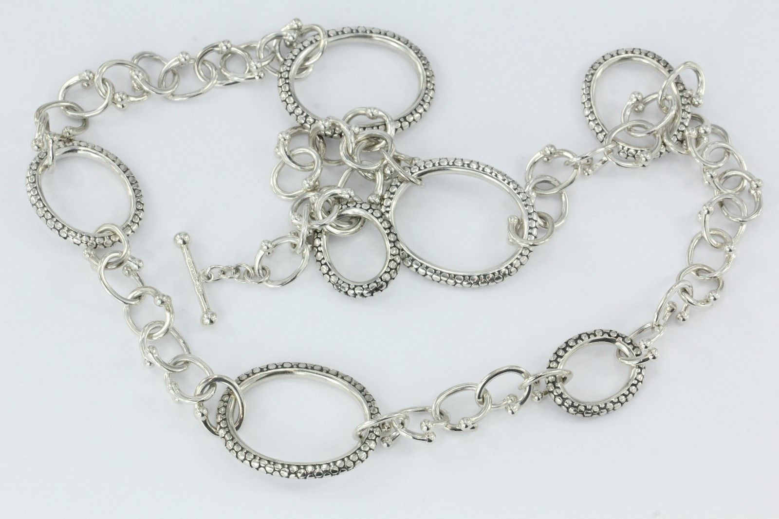 Michael Dawkins Large Sterling Snakeskin Oval Link Necklace 23" - Queen May