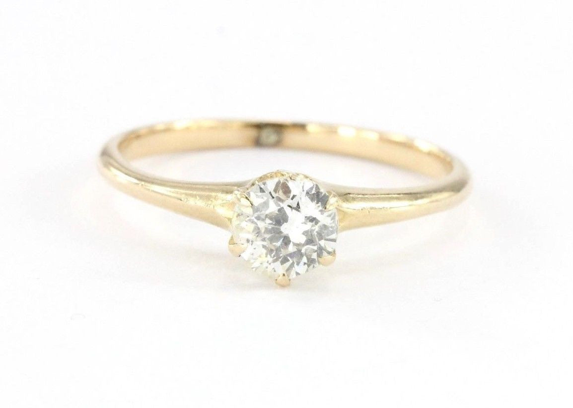 Antique Victorian 14K Gold .60 Carat Old Mine Diamond Engagement Ring - Queen May