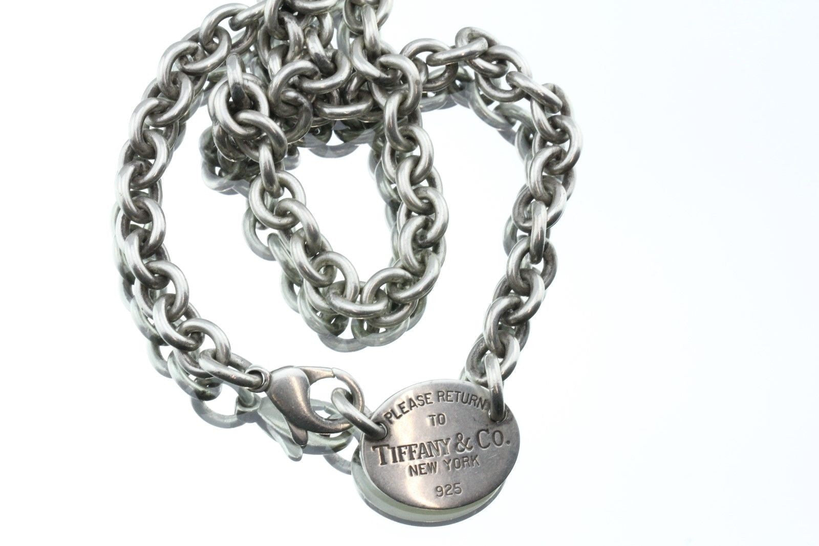 Tiffany & Co Sterling Silver Oval Return to Tiffany Tag Necklace 15.5" #1 - Queen May