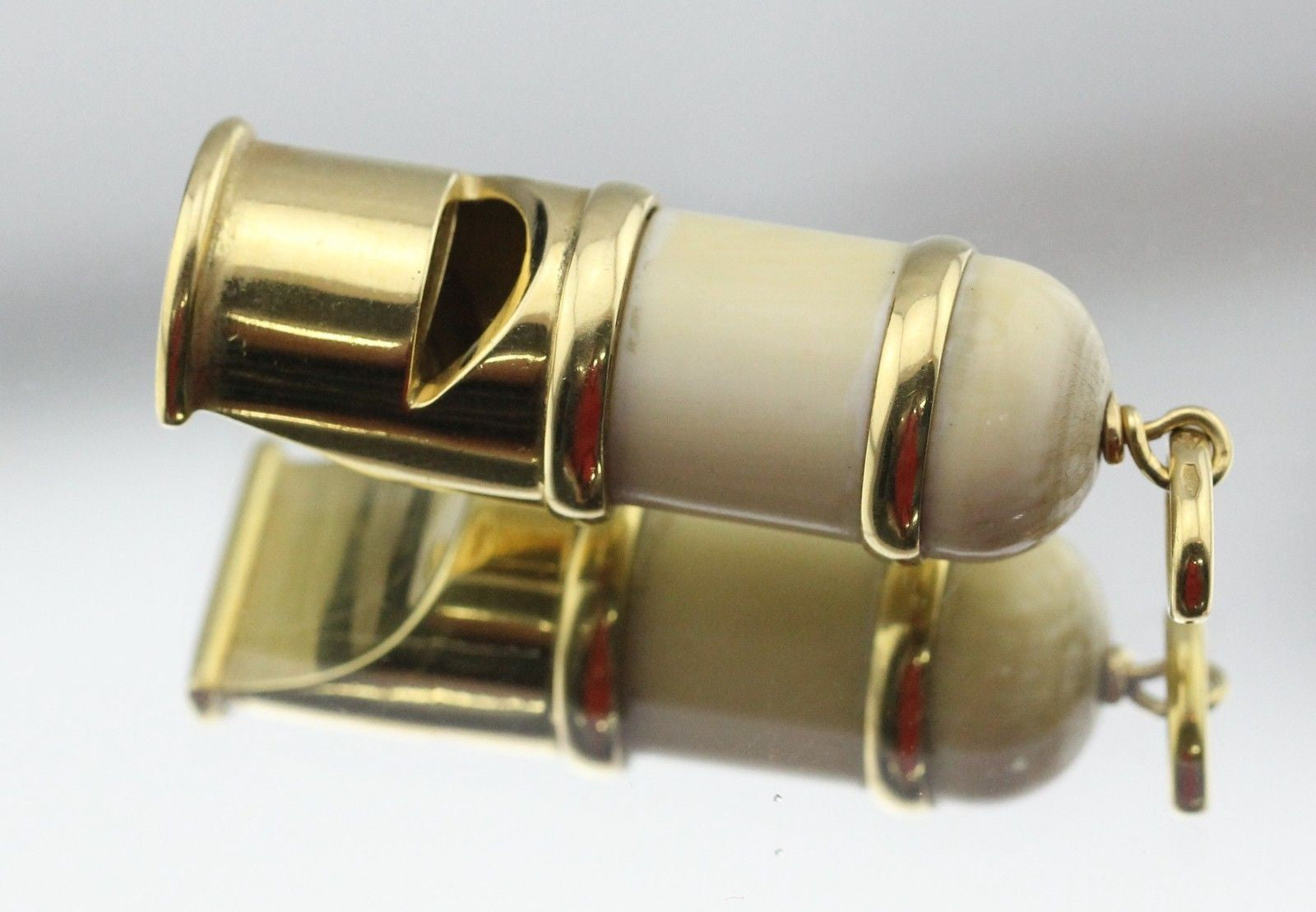 Vintage 18K Gold Designer Taxi Cab Whistle Pendant Charm Signed Masella Riccardo - Queen May