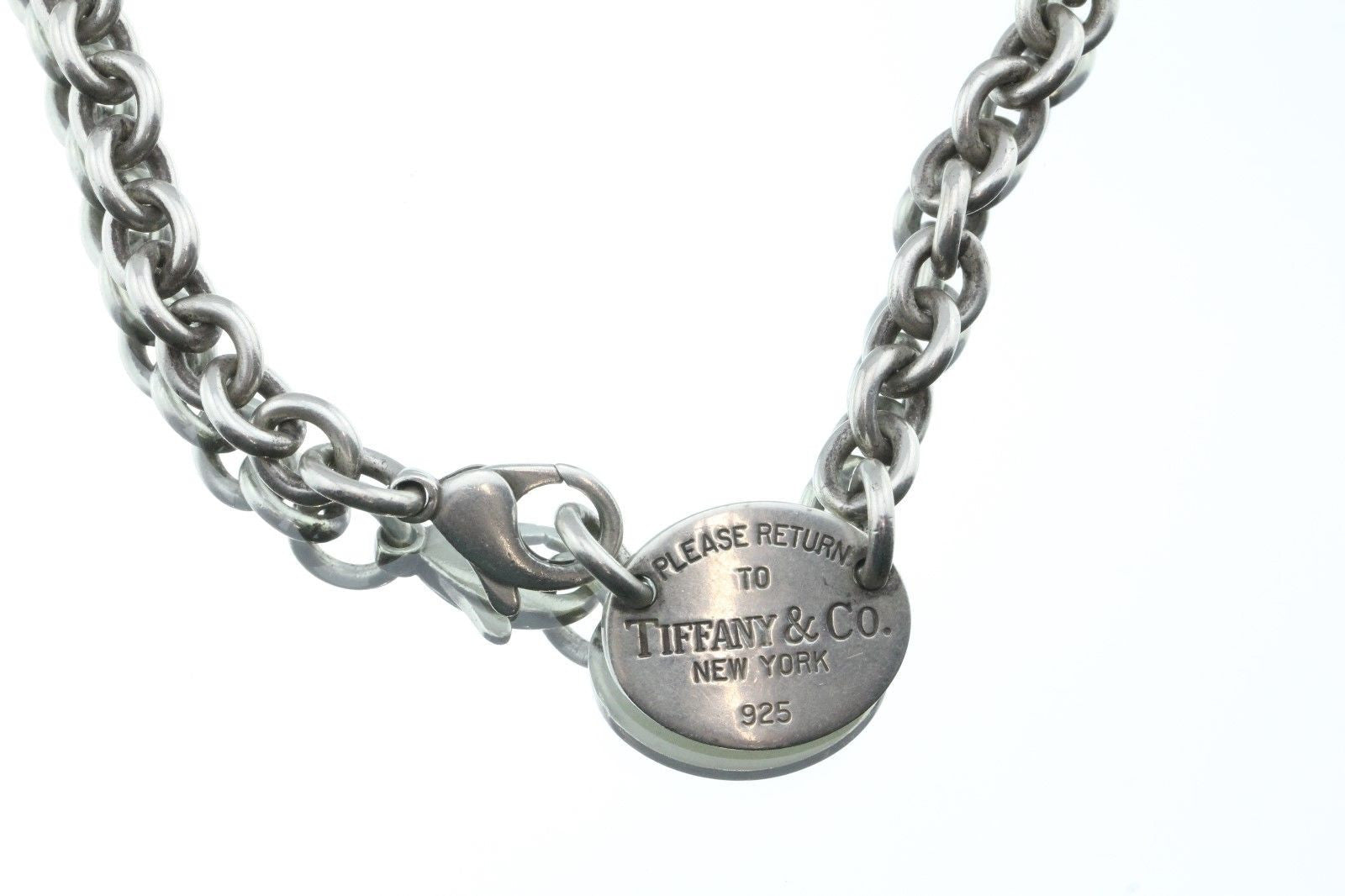 Tiffany & Co Sterling Silver Oval Return to Tiffany Tag Necklace 15.5" #1 - Queen May