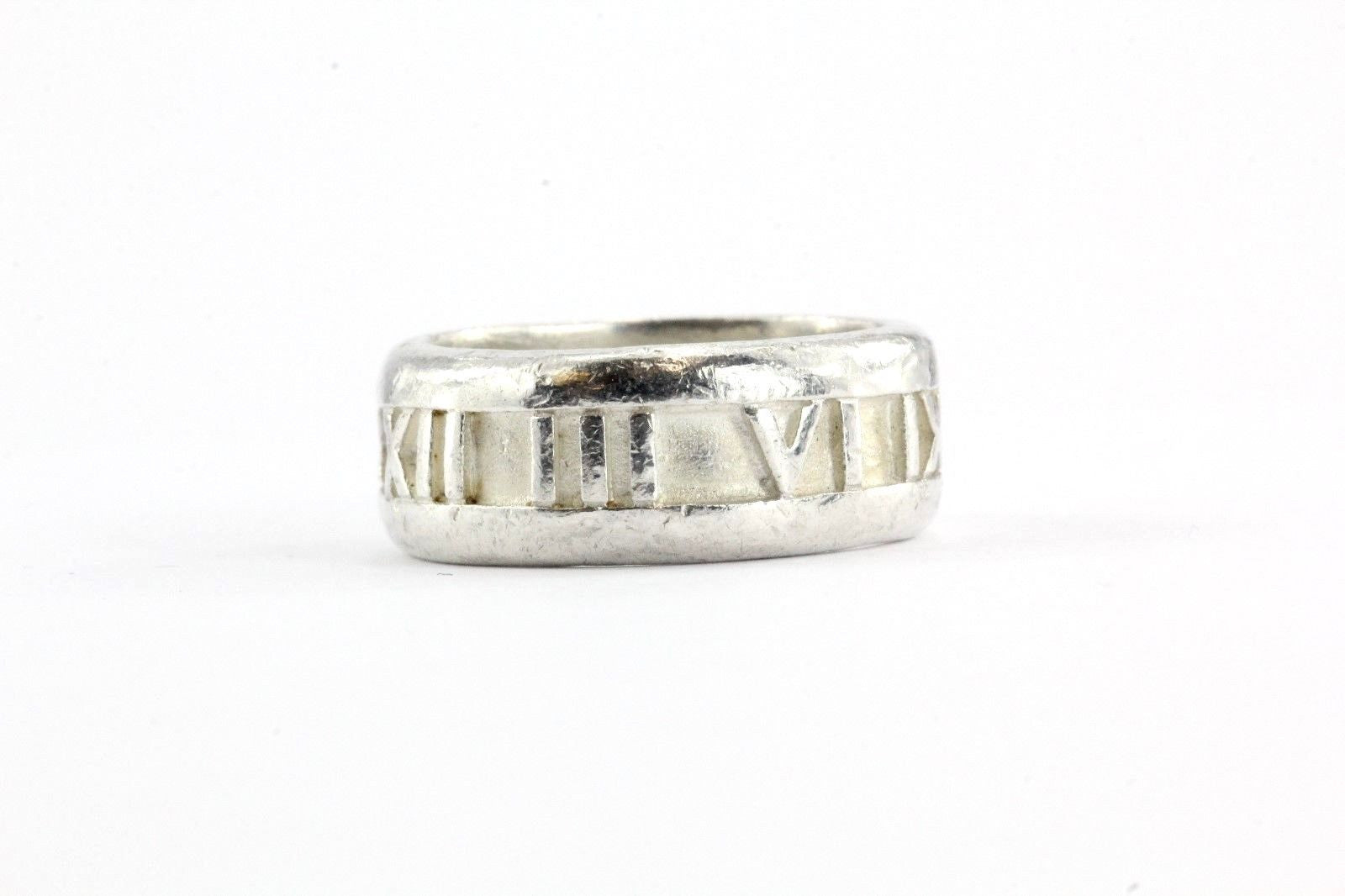 Tiffany & Co Sterling Silver Atlas Band Ring 9mm Size 8.75 - Queen May