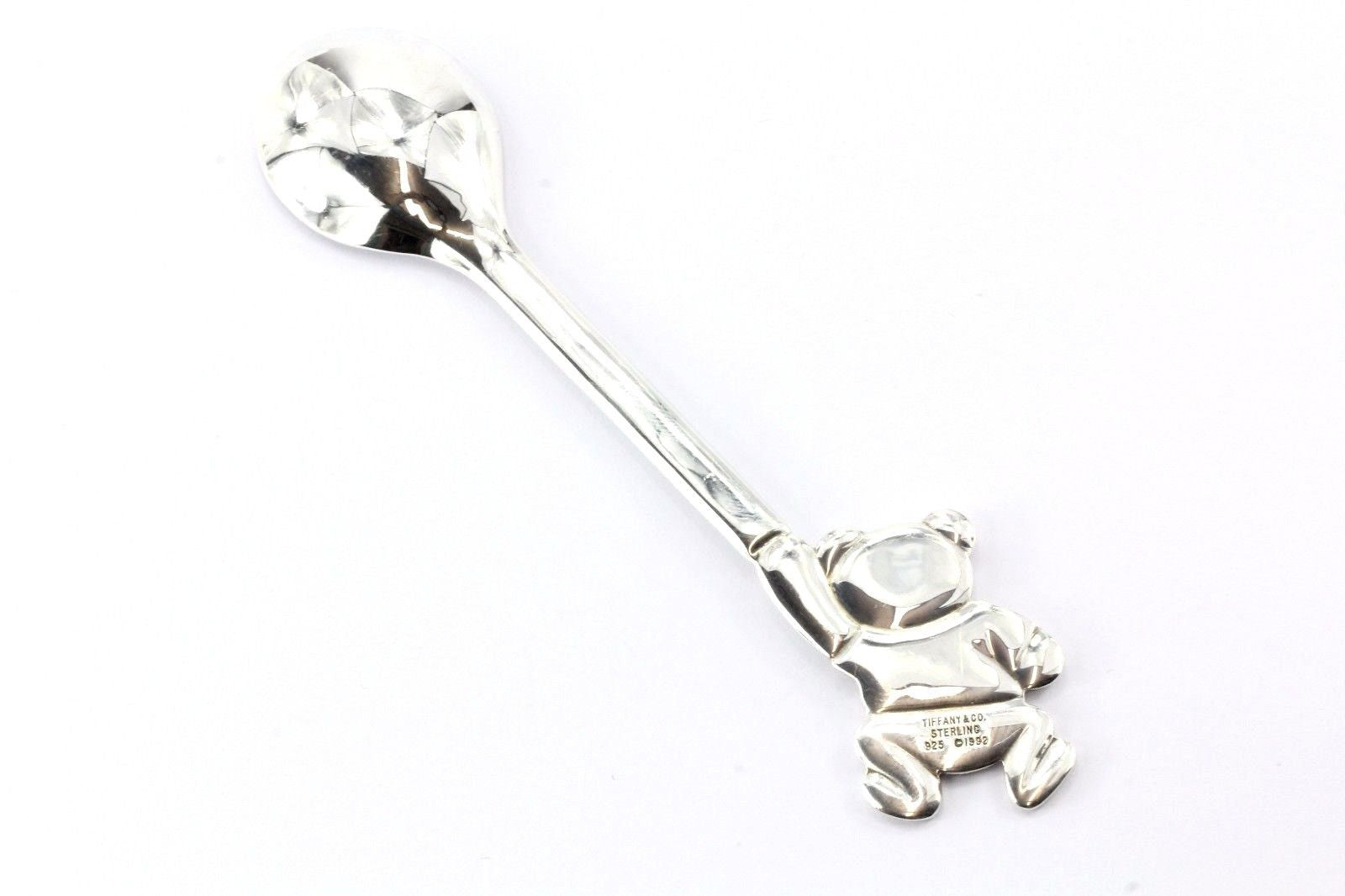 Tiffany & Co. Sterling Silver Teddy Bear Baby Child Feeding Spoon With Box Pouch - Queen May